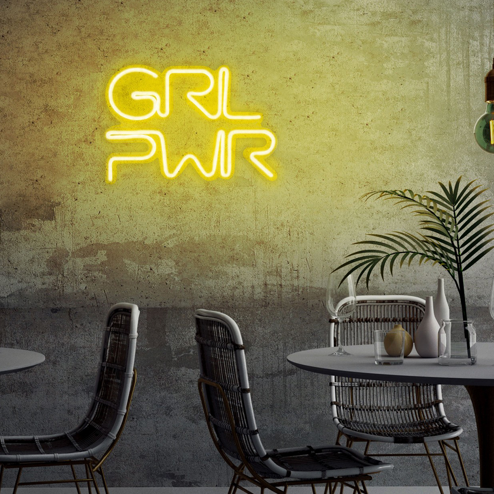 LETELY Enseigne au néon sur le mur avec inscription Girl Power jaune