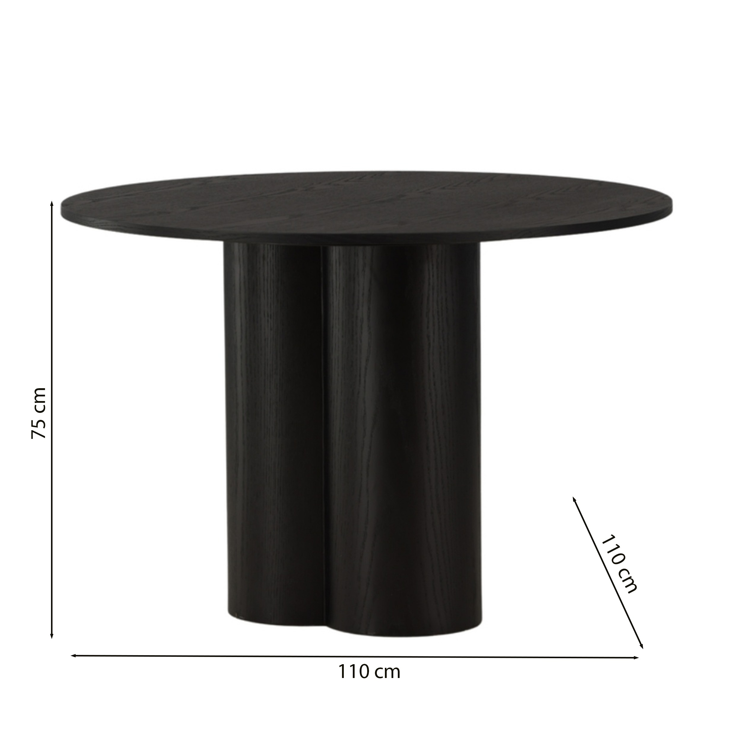Table à manger Convalder 110x110 cm noir