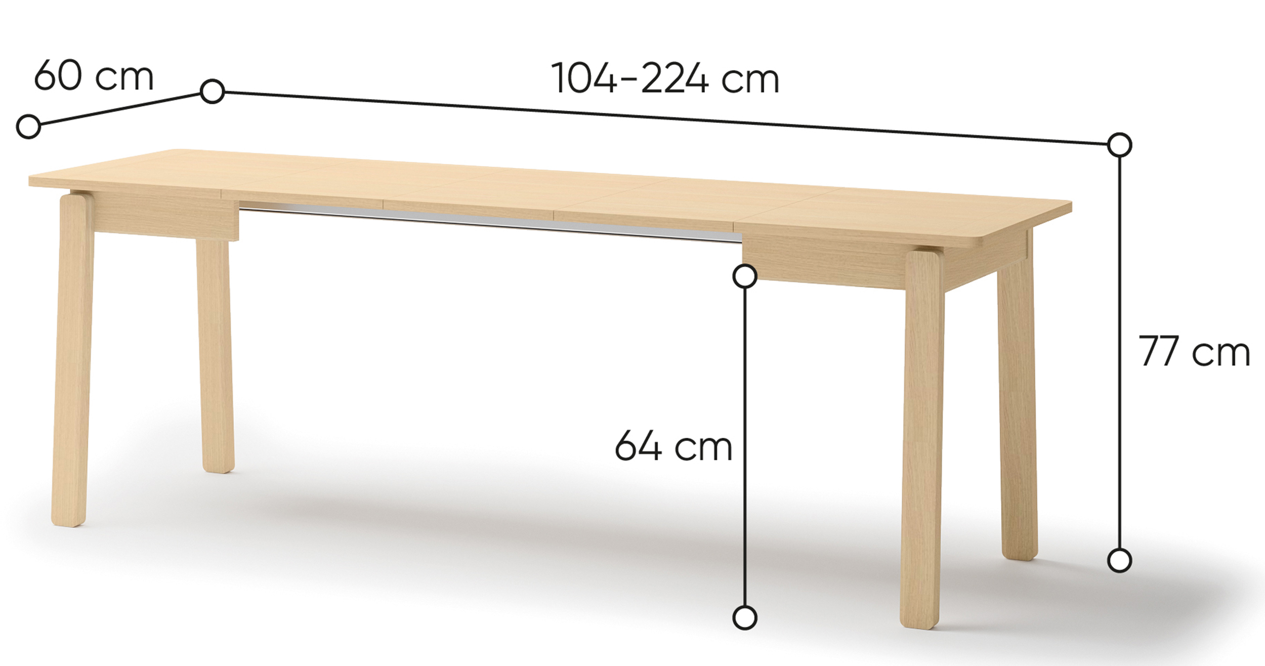 Stół rozkładany Plot 104-224x60 cm dąb jasny