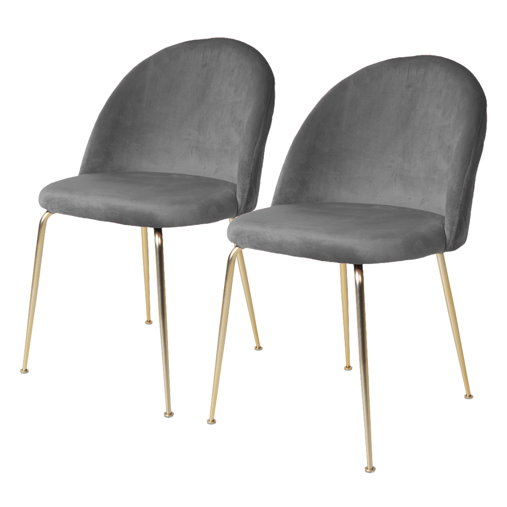 RALLSY Lot de 2 chaises tapissées gris / pieds dorés
