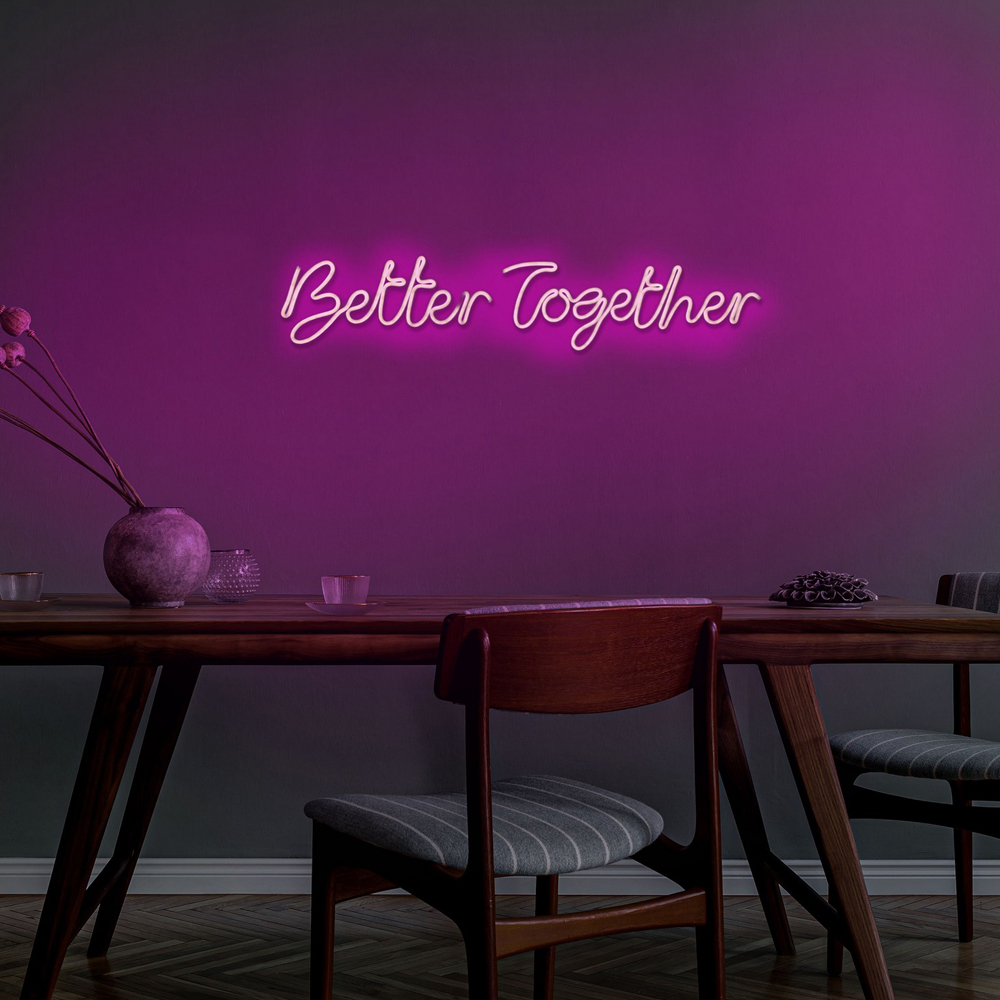 LETELY Enseigne au néon murale avec les mots Better Together rose