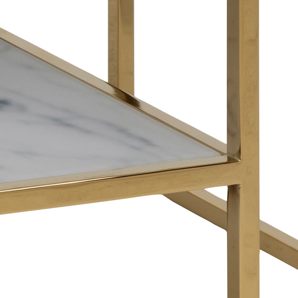 PERQY Table en verre avec une étagère 60x90 cm blanc avec un cadre doré