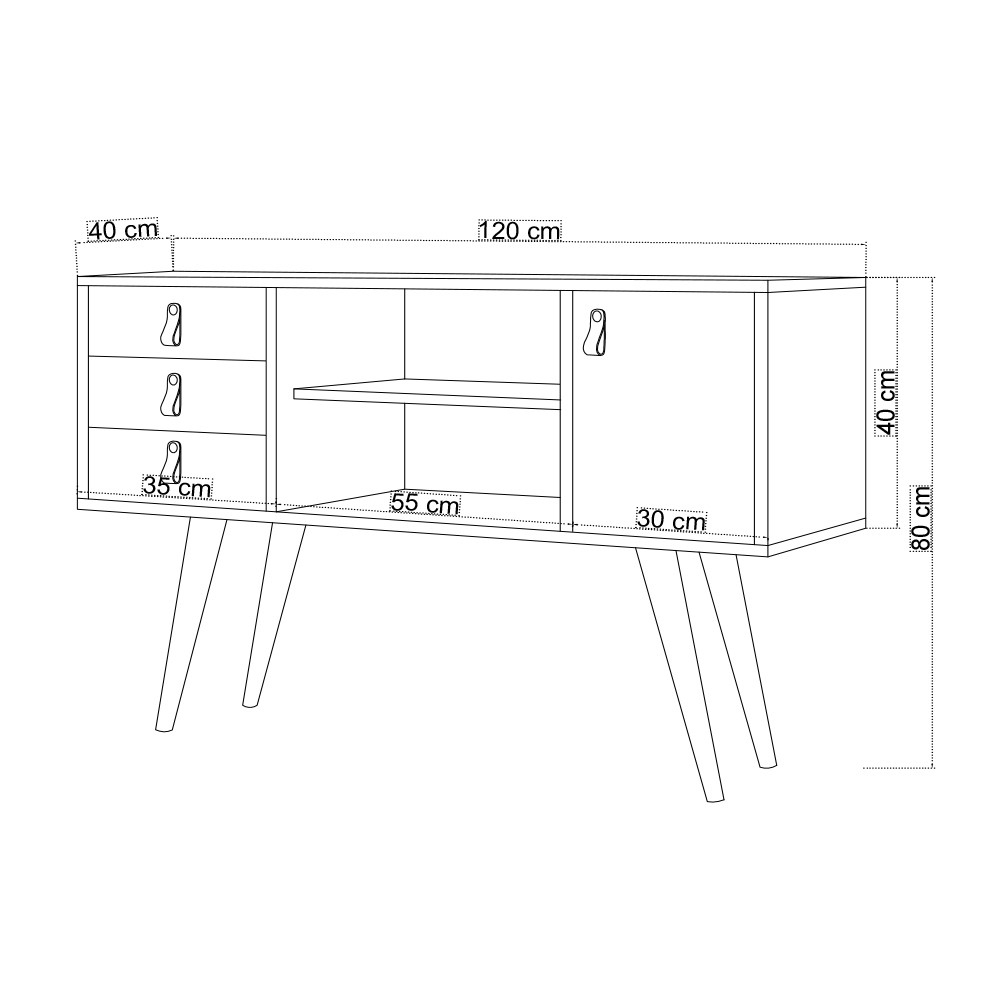 Console Ineda à trois tiroirs chêne / béton