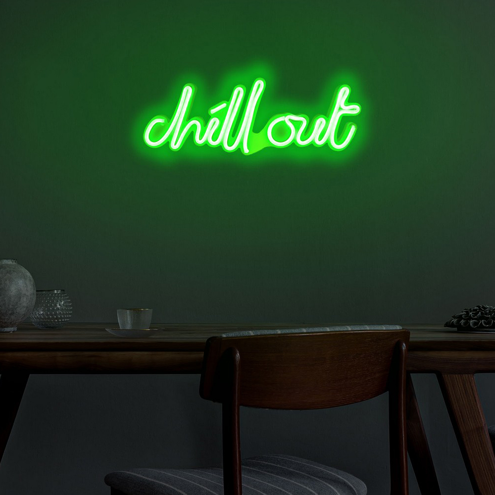 LETELY Enseigne au néon sur le mur avec inscription Chill Out vert