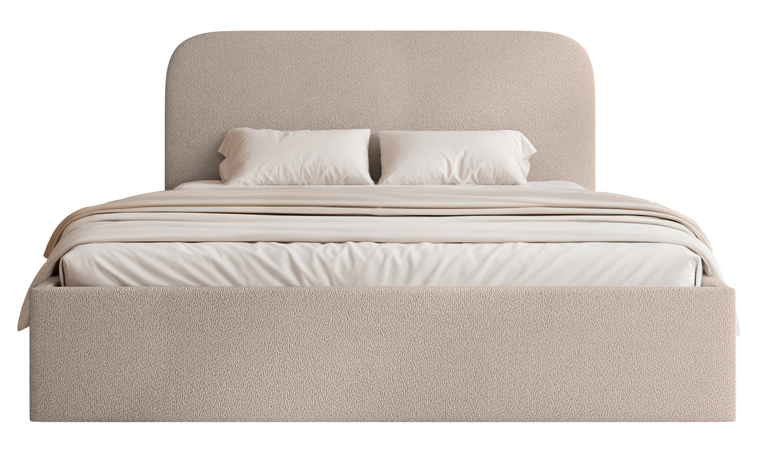 Łóżko tapicerowane 160x200 cm Sonvivo z pojemnikiem na pościel beżowe szenil stelaż metalowy