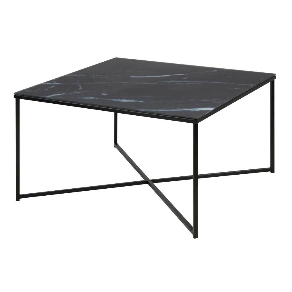 ALISMA Table basse carrée effet marbre / noir