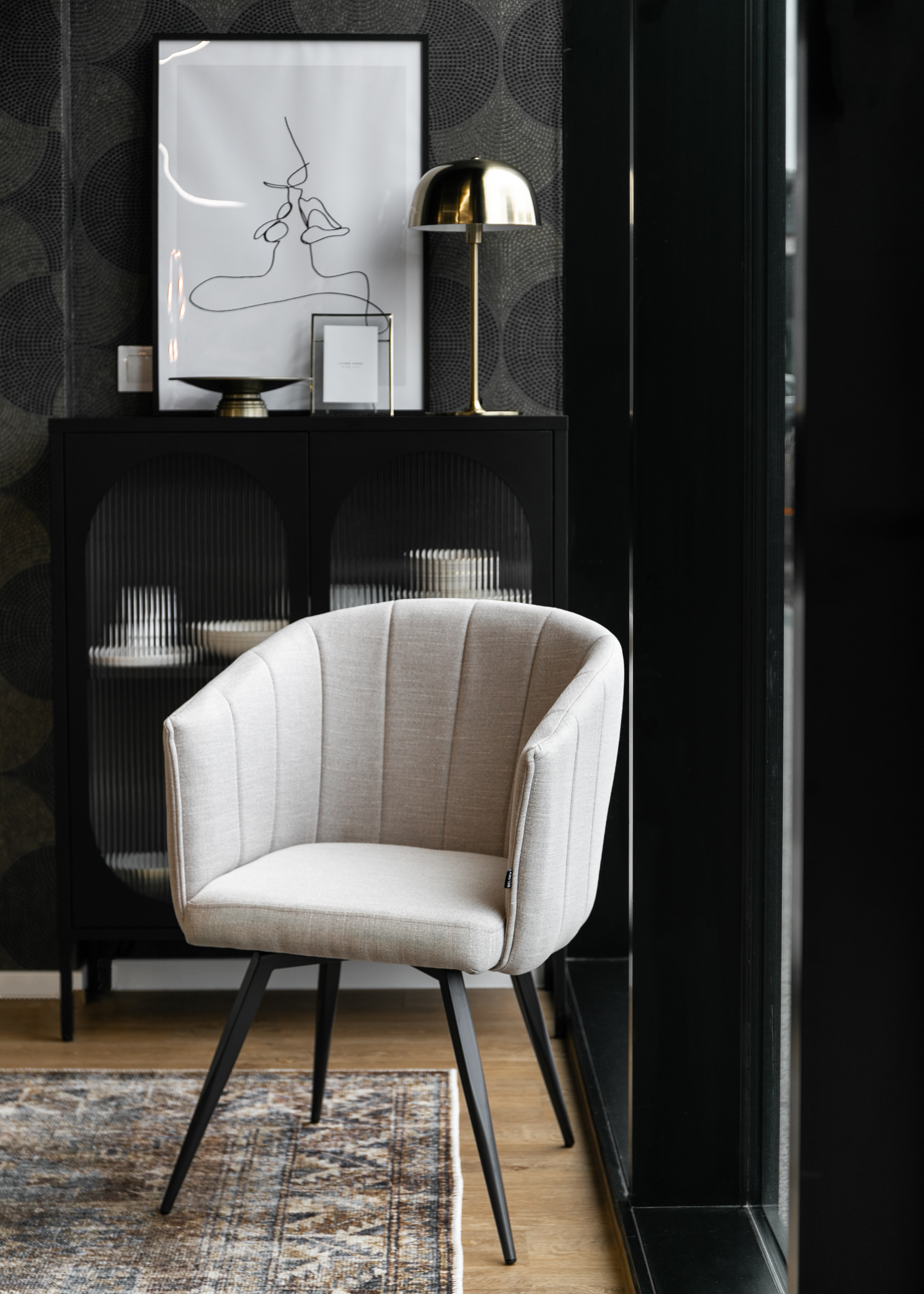 SPINOSA Chaise tapissée pivotante beige