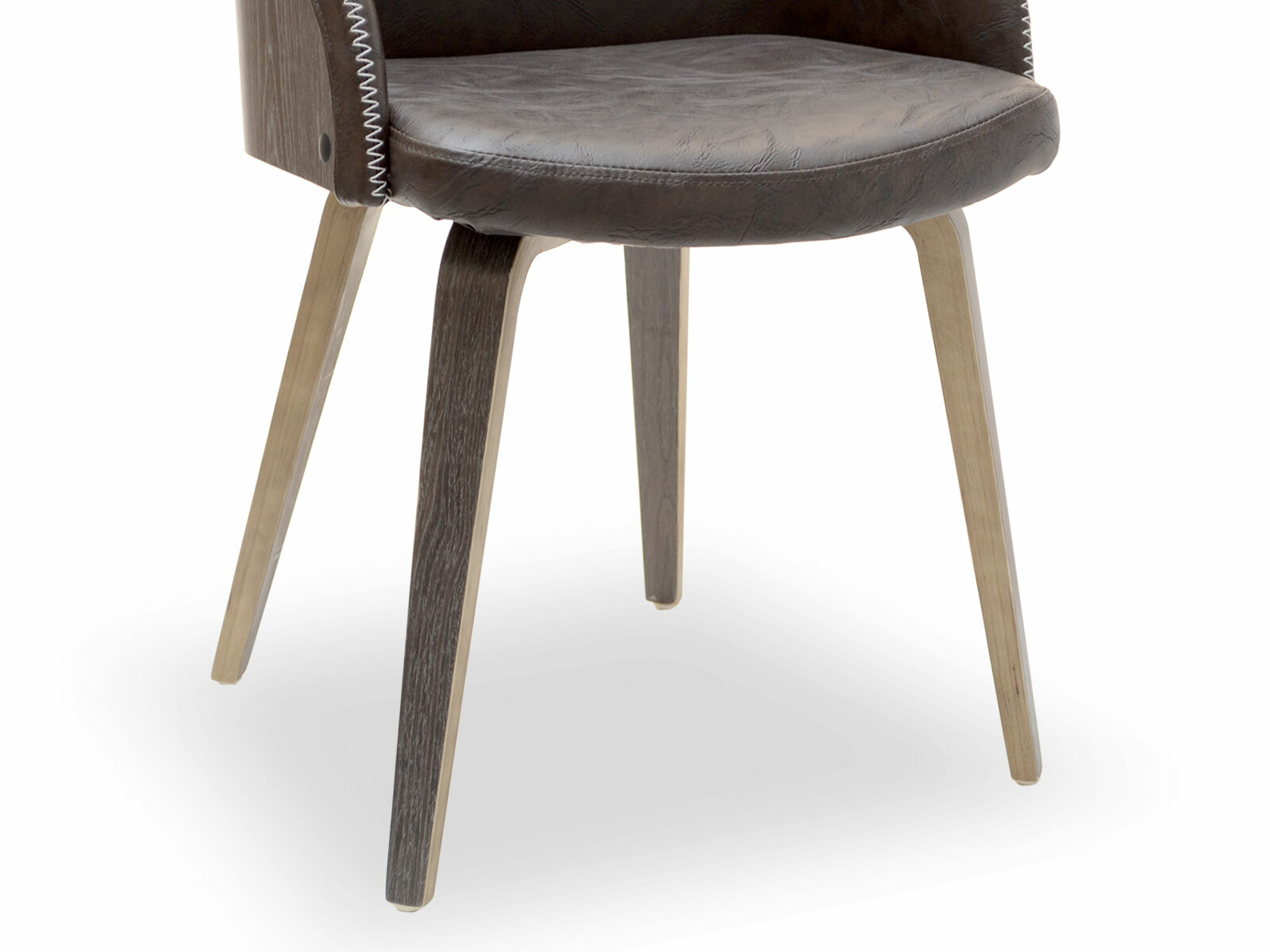 ALMOND Chaise en bois de chêne fumé / similicuir marron