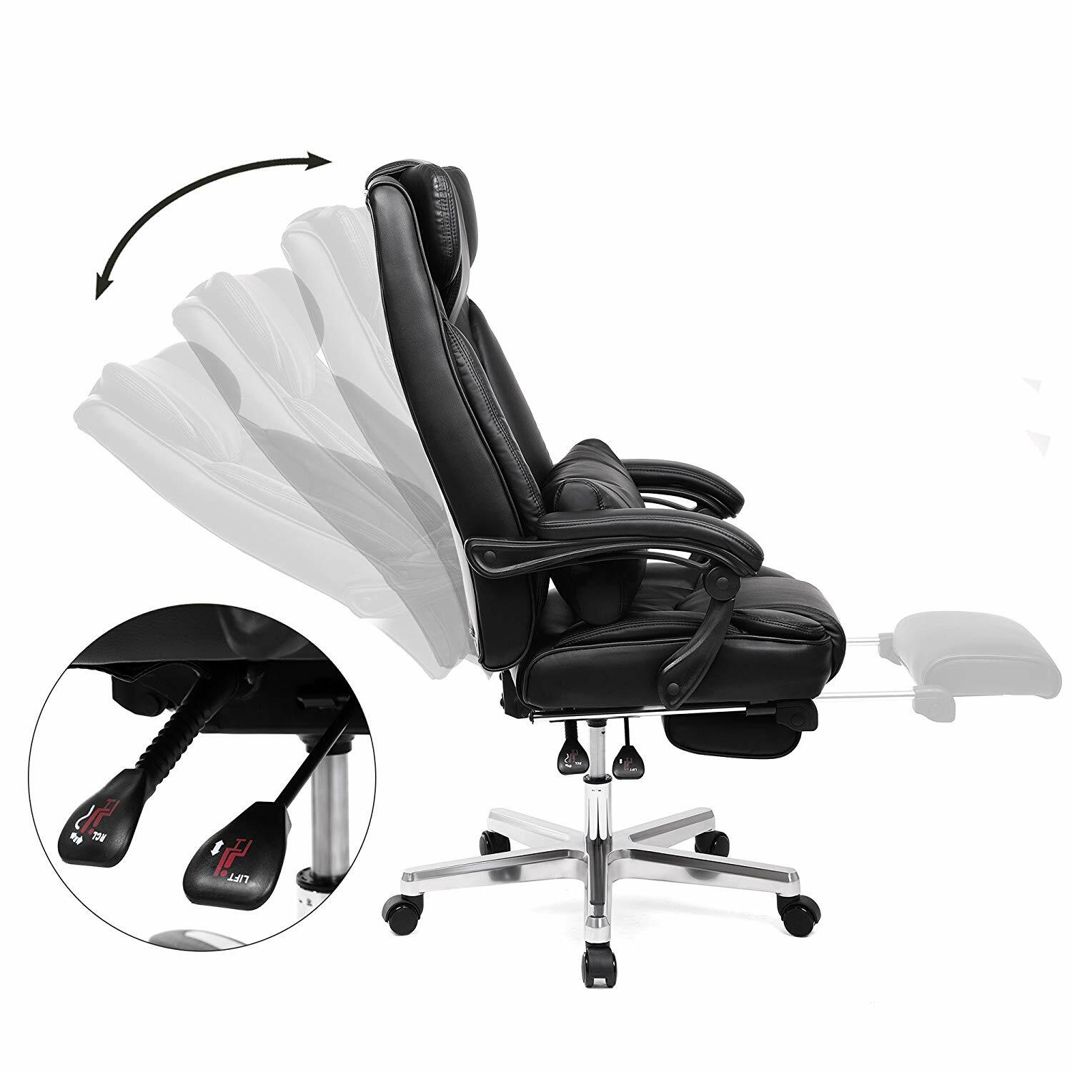 Chaise de bureau Kuusamo noire avec repose-tête et repose-pieds - Selsey