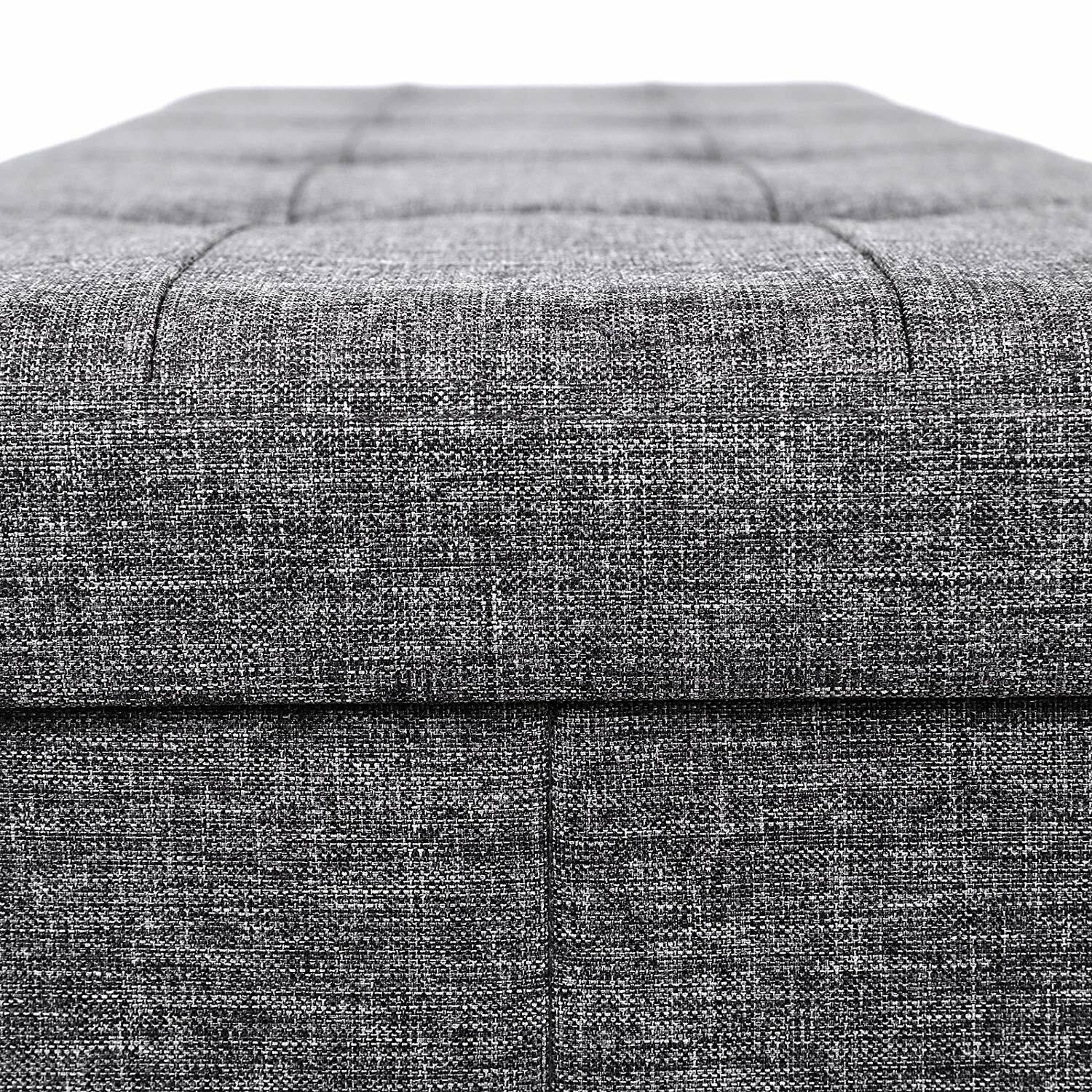 LOUTA Coffre tapissé graphite avec assise piquée 110x38 cm