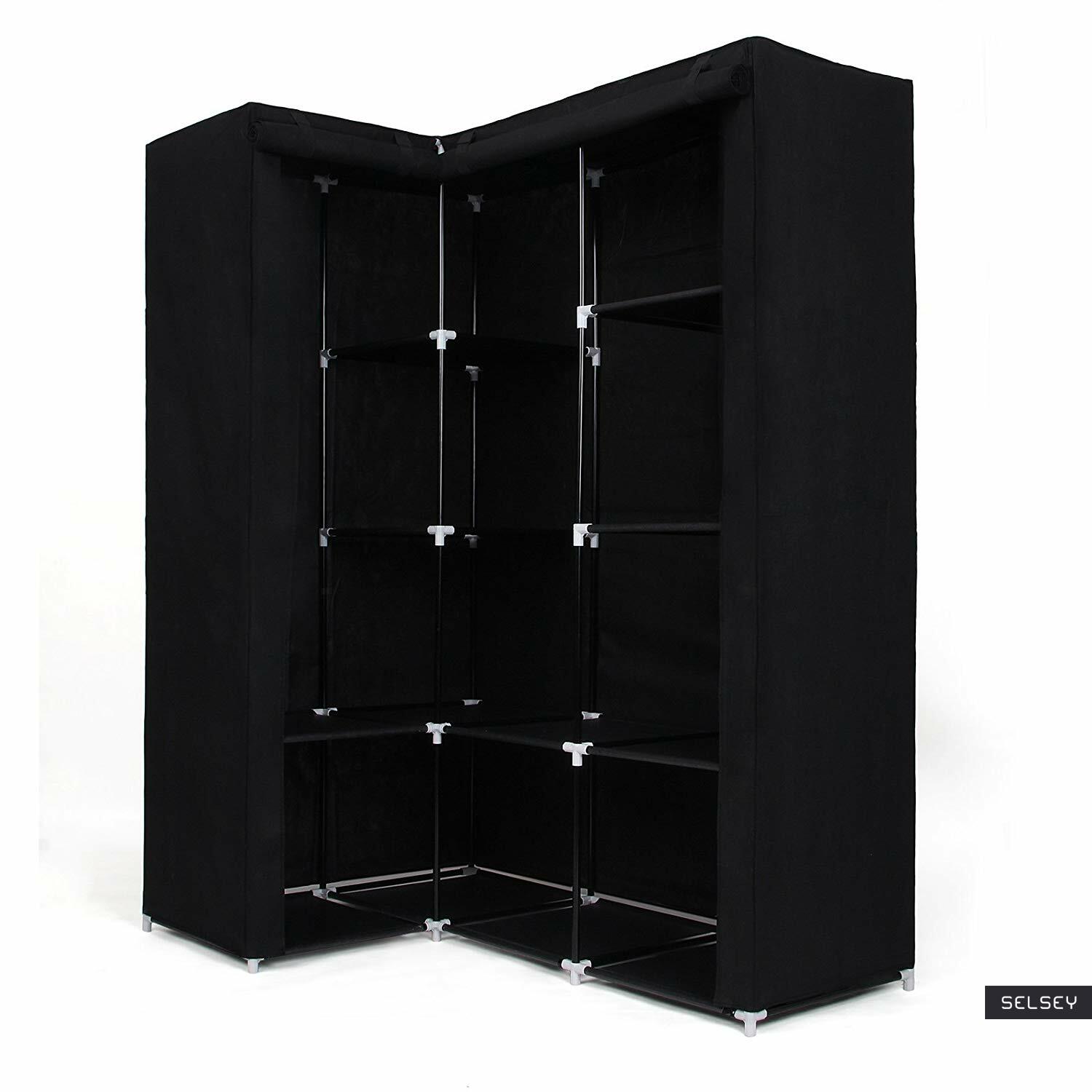 BARATINS Armoire penderie d'angle noire - Selsey
