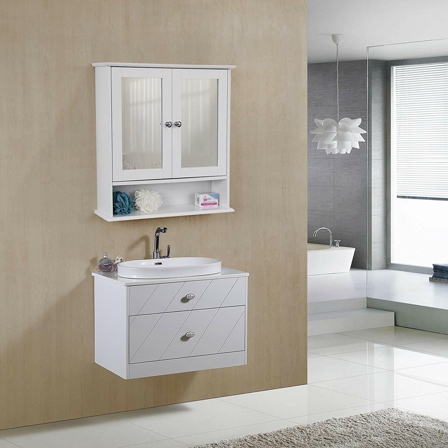 WLENS Armoire salle de bain avec miroir 56 cm