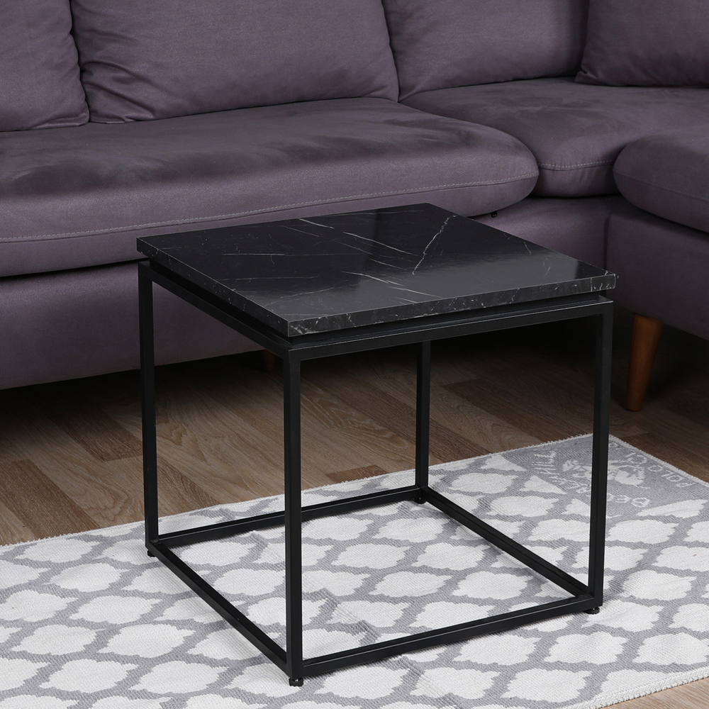 Table basse Likko 45x45 cm marbre noir