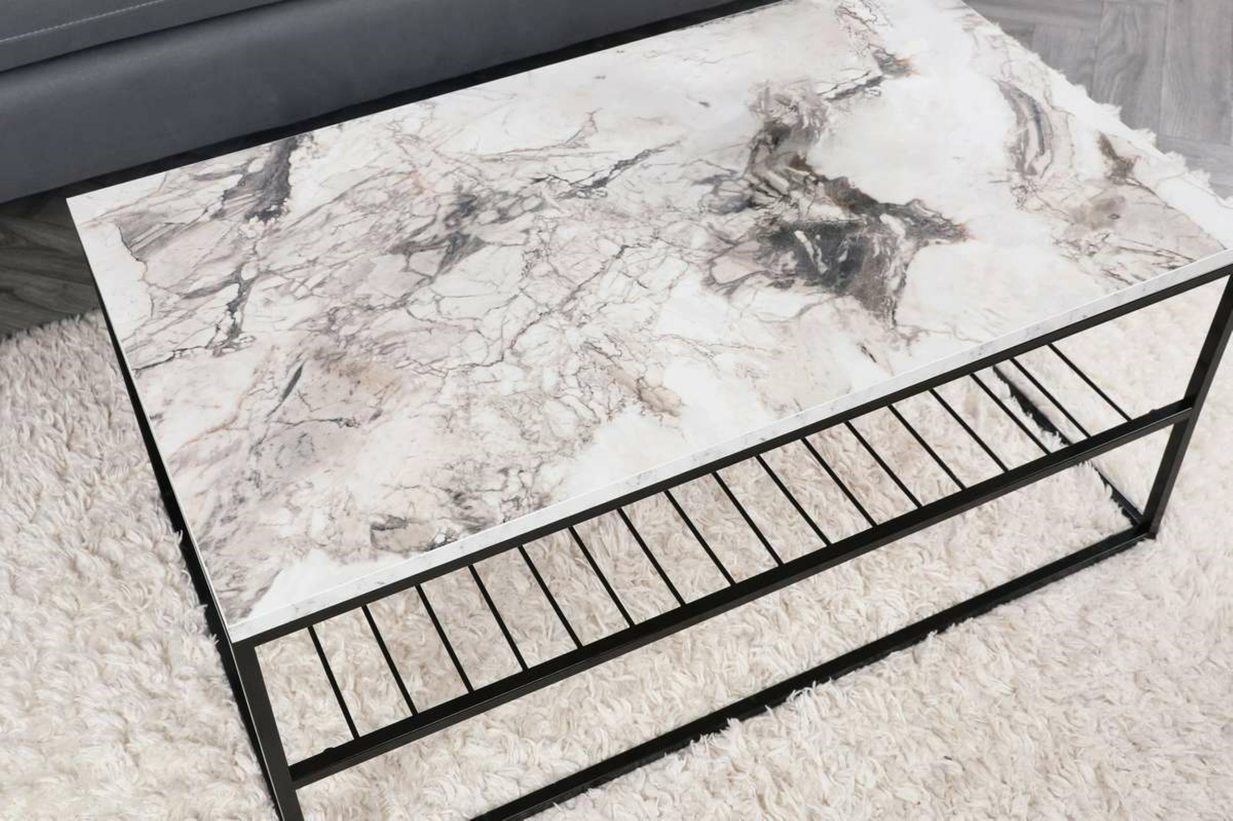 Table basse Adesse 55x95 cm marbre blanc
