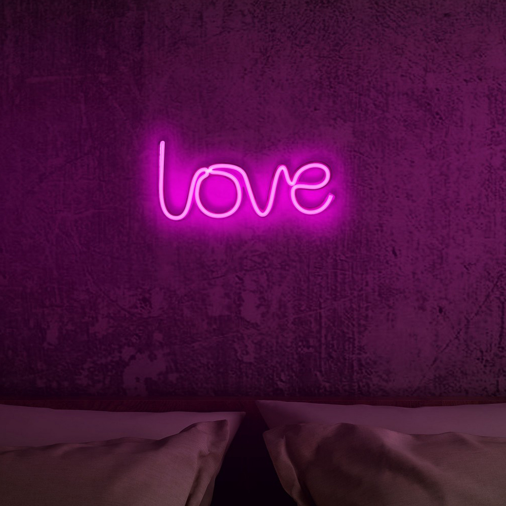 LETELY Enseigne au néon sur le mur avec inscription Love rose