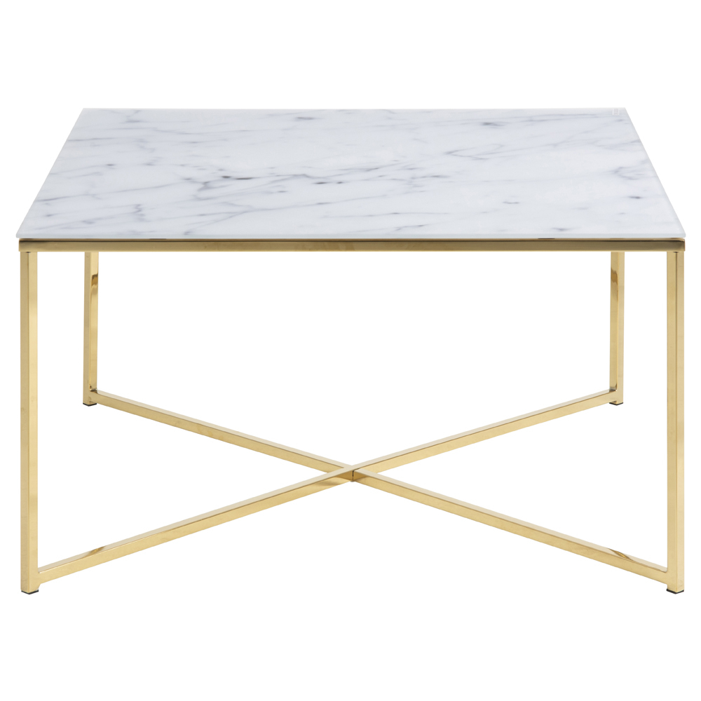 BAKAR Table basse 80x80 cm avec un piètement chromé doré