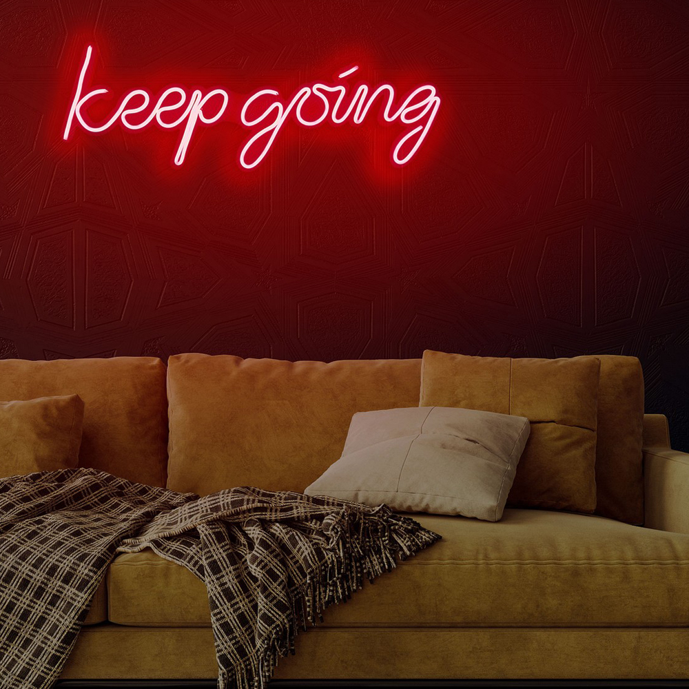 LETELY Enseigne au néon sur le mur avec inscription Keep Going rouge