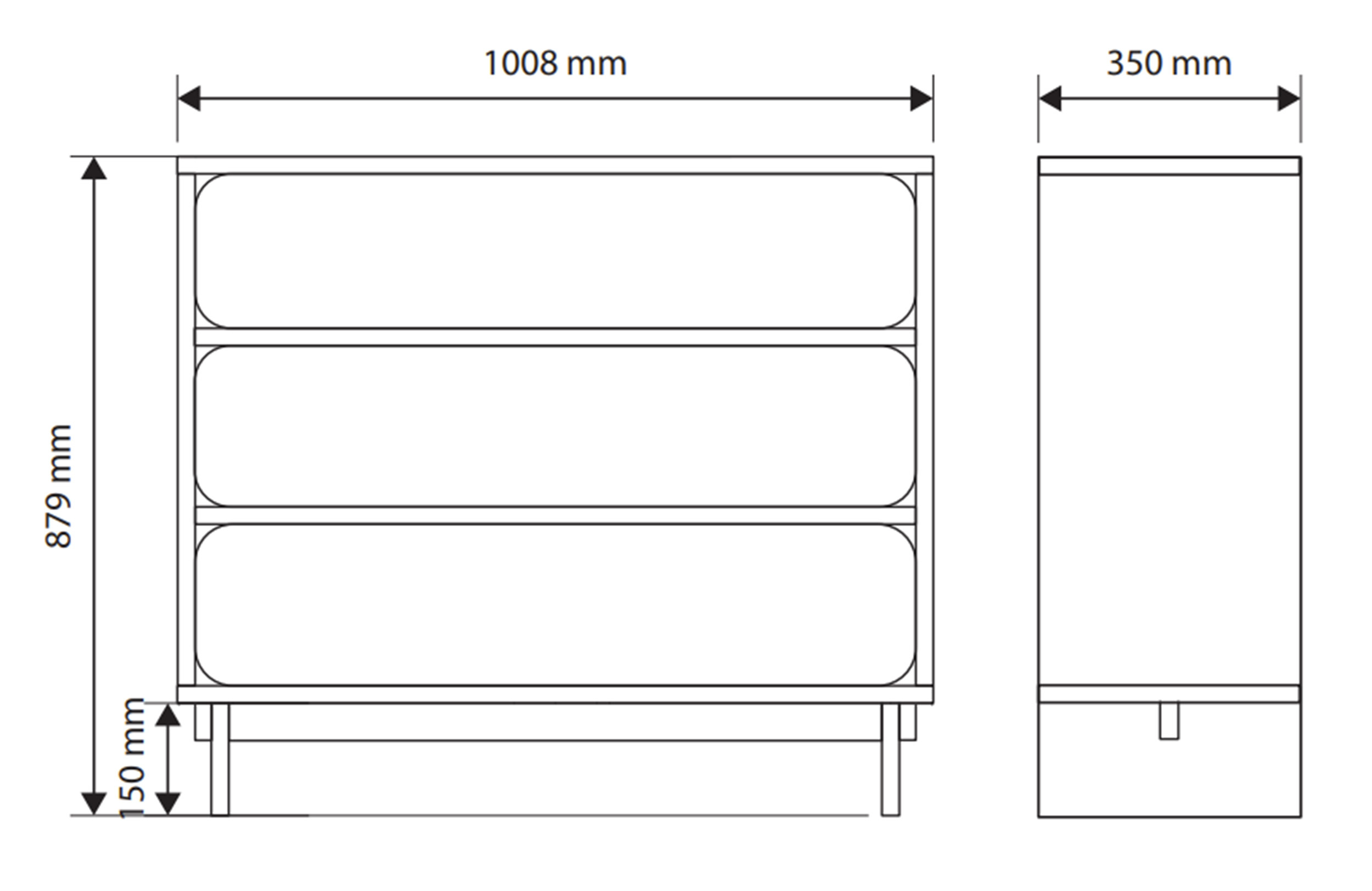 Komoda Wuwu z trzema szufladami 101 cm szarobeżowa