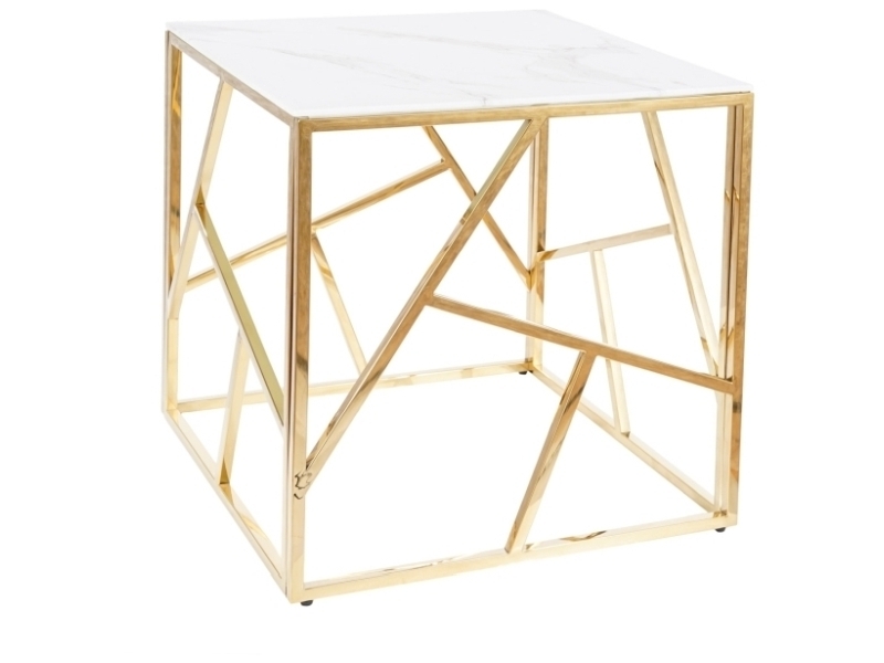 Table basse Landile 55x55 cm avec un plateau imitation marbre