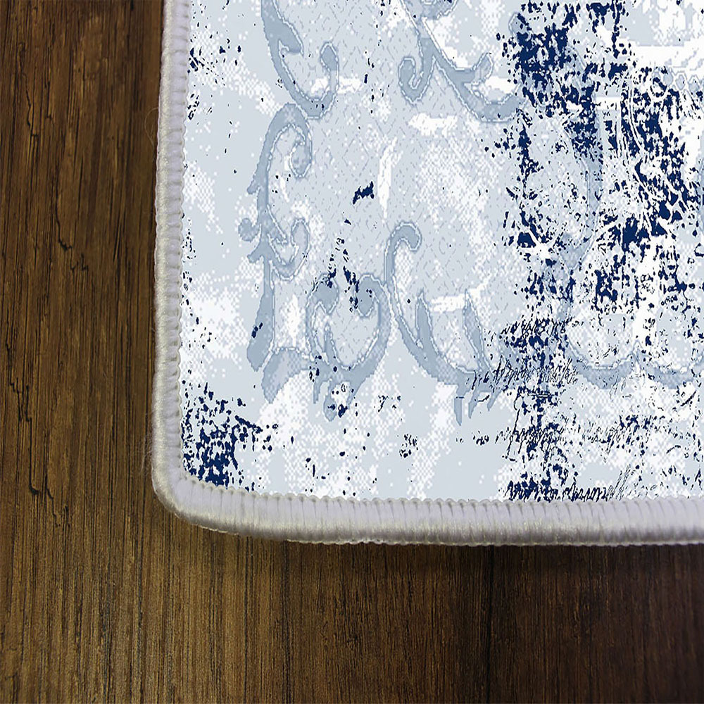 METALIBELLY Tapis moderne bleu et blanc 120x180 cm