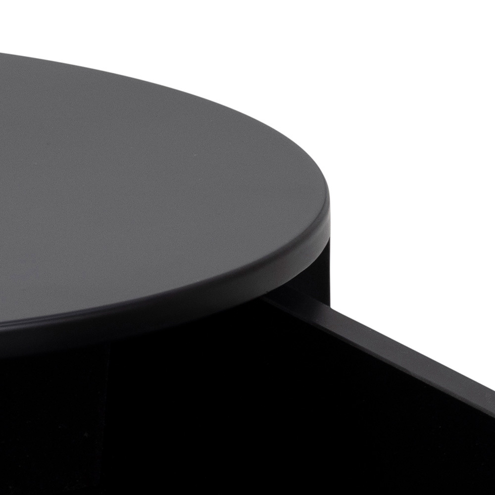 POERAVA Table de chevet ronde noir avec tiroir