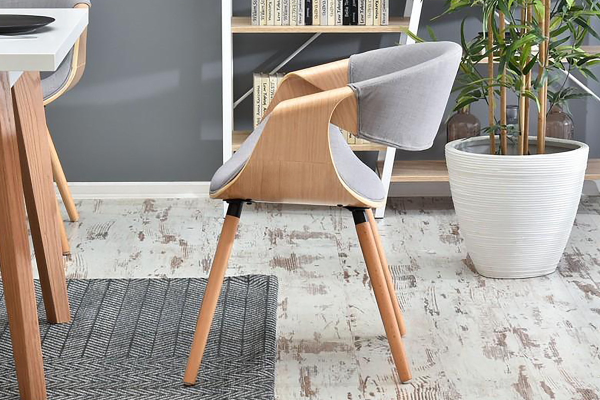 BENTIAL Chaise tapissée chêne / gris