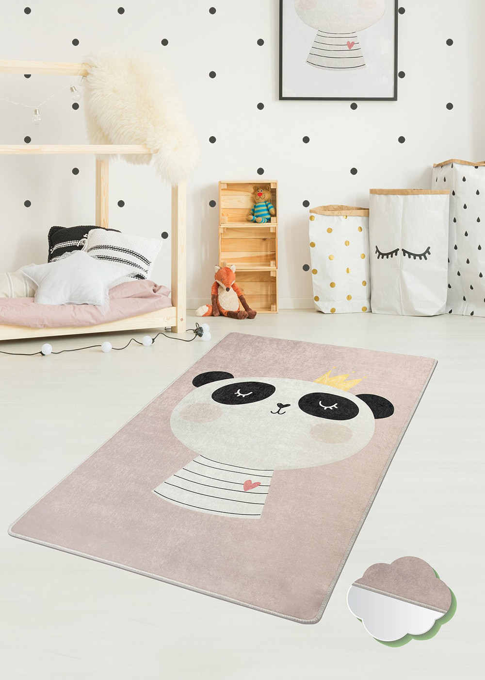 DINKLEY Tapis pour chambre d'enfant Panda 100x160 cm
