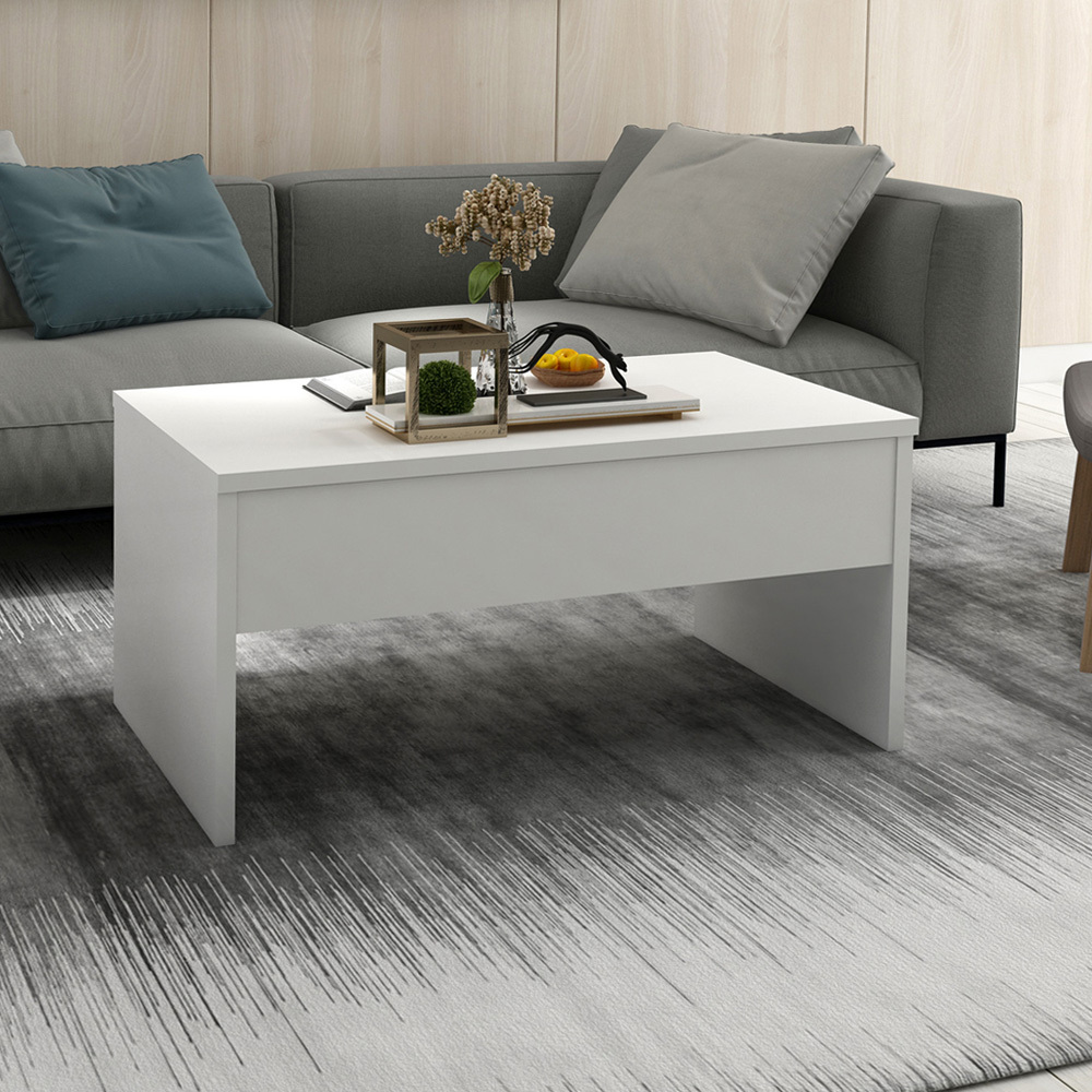 ALCHIBA Table basse extensible blanc 90x52 cm