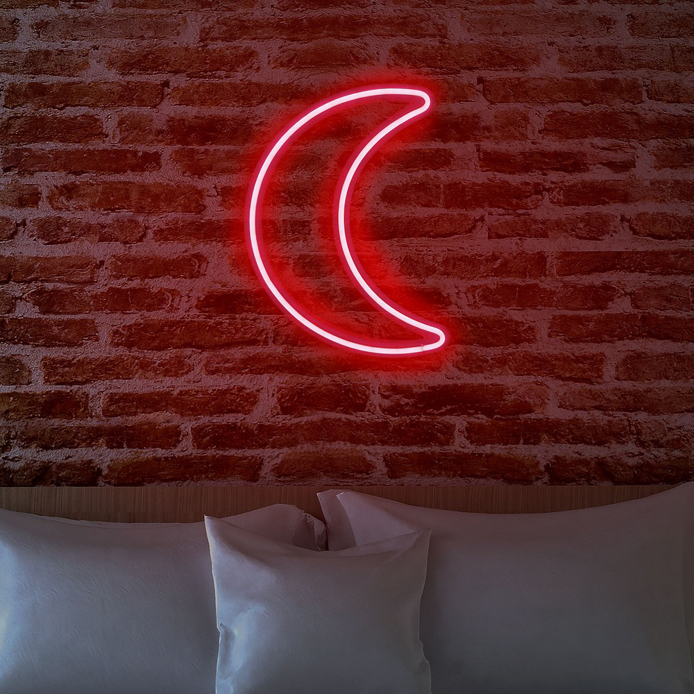 LETELY Enseigne au néon sur le mur en forme de lune rouge