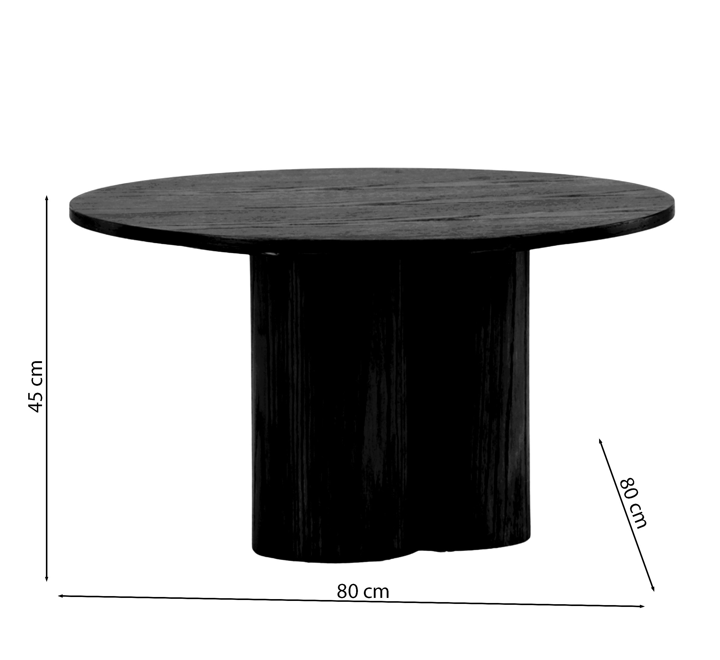 Table basse blanchie à la chaux Convalder 80x80 cm