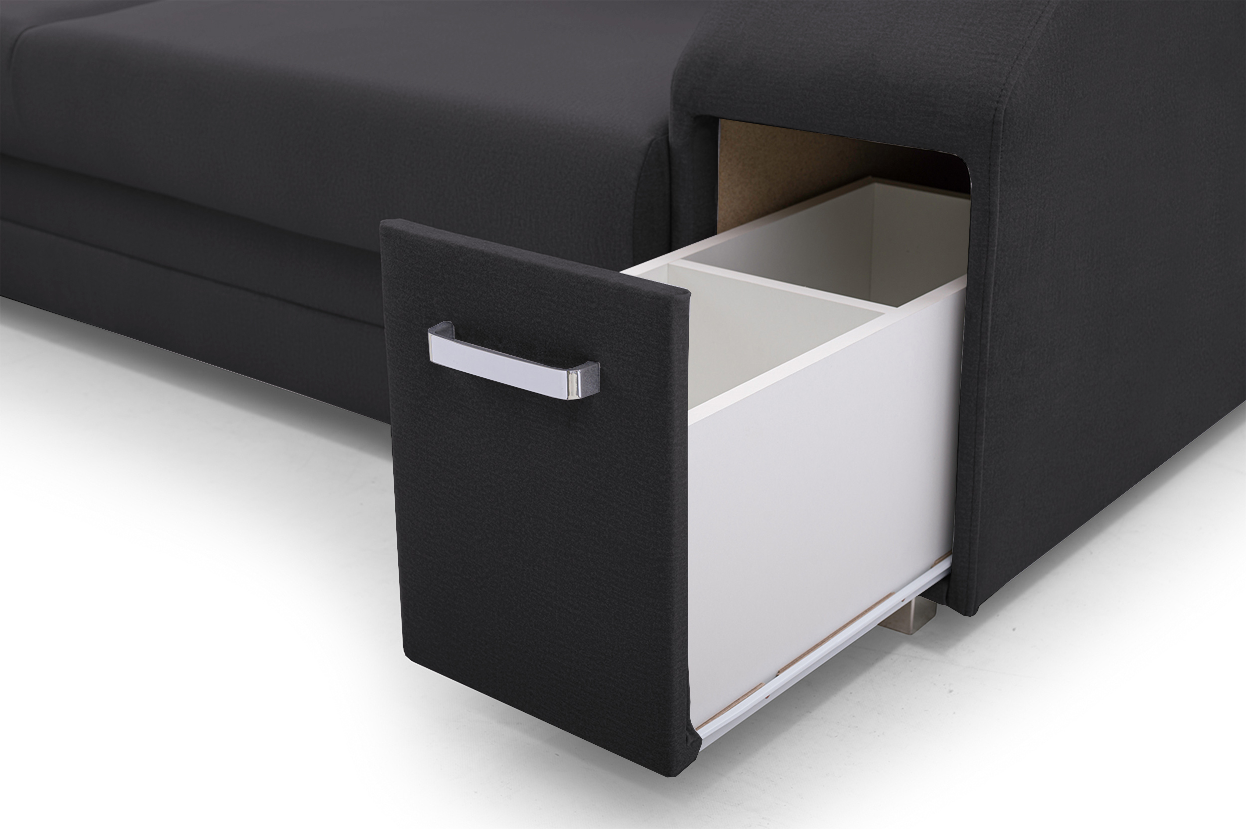 UMILL L Canapé d'angle gauche fonction de lit avec minibar et pouf