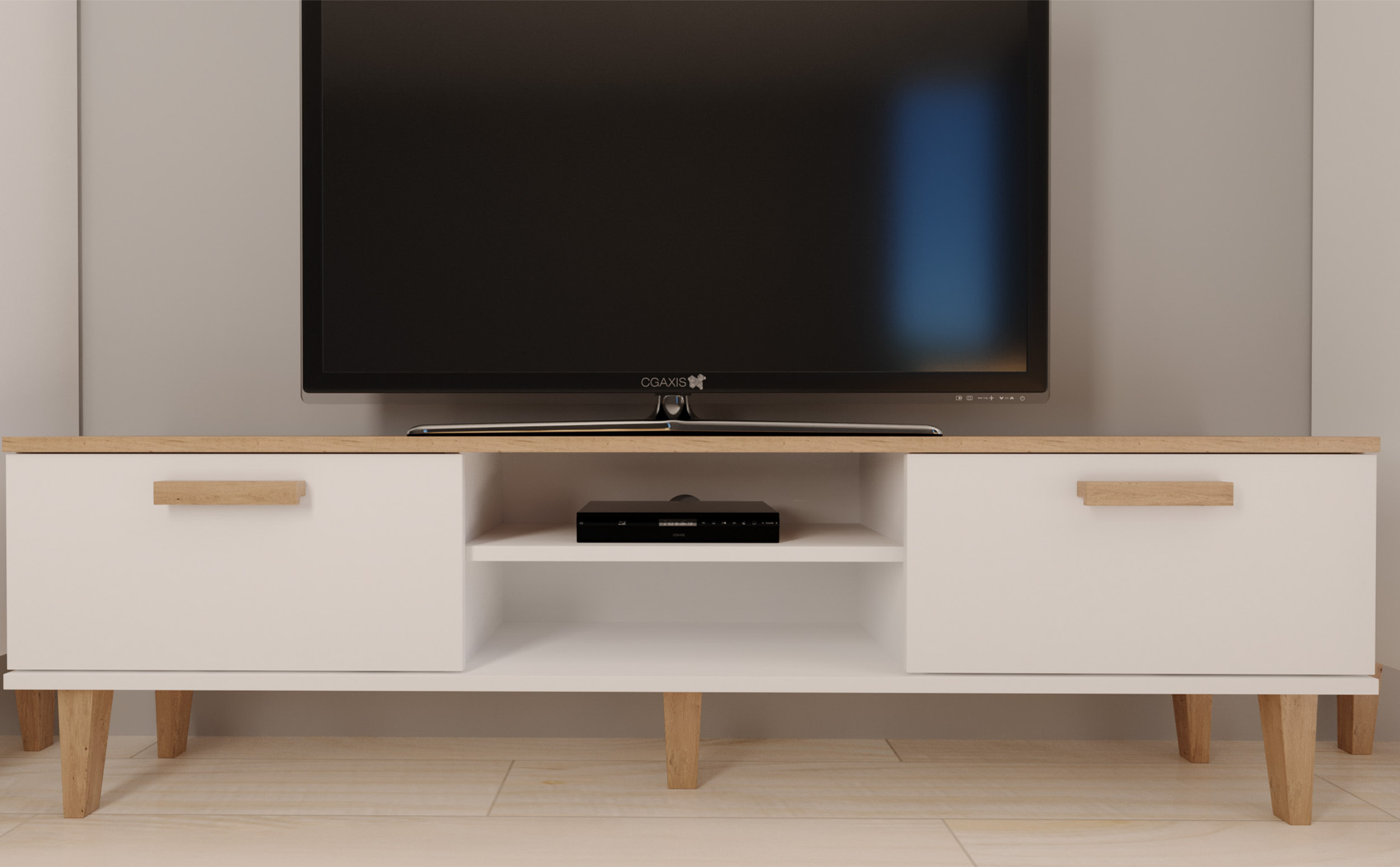 Meuble TV Sakena 160 cm blanc