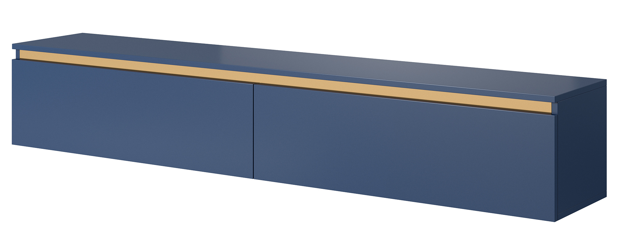 SENEY Meuble TV 175 cm bleu marine avec garniture dorée