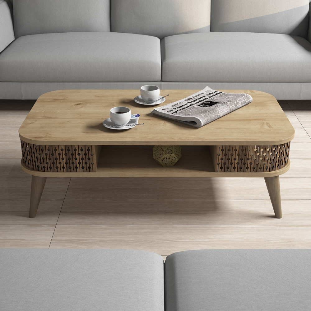 HIPPEUX Table basse classique chêne 105x60 cm