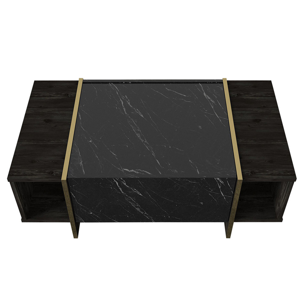 NETILY Table basse moderne noir / or 104x60 cm