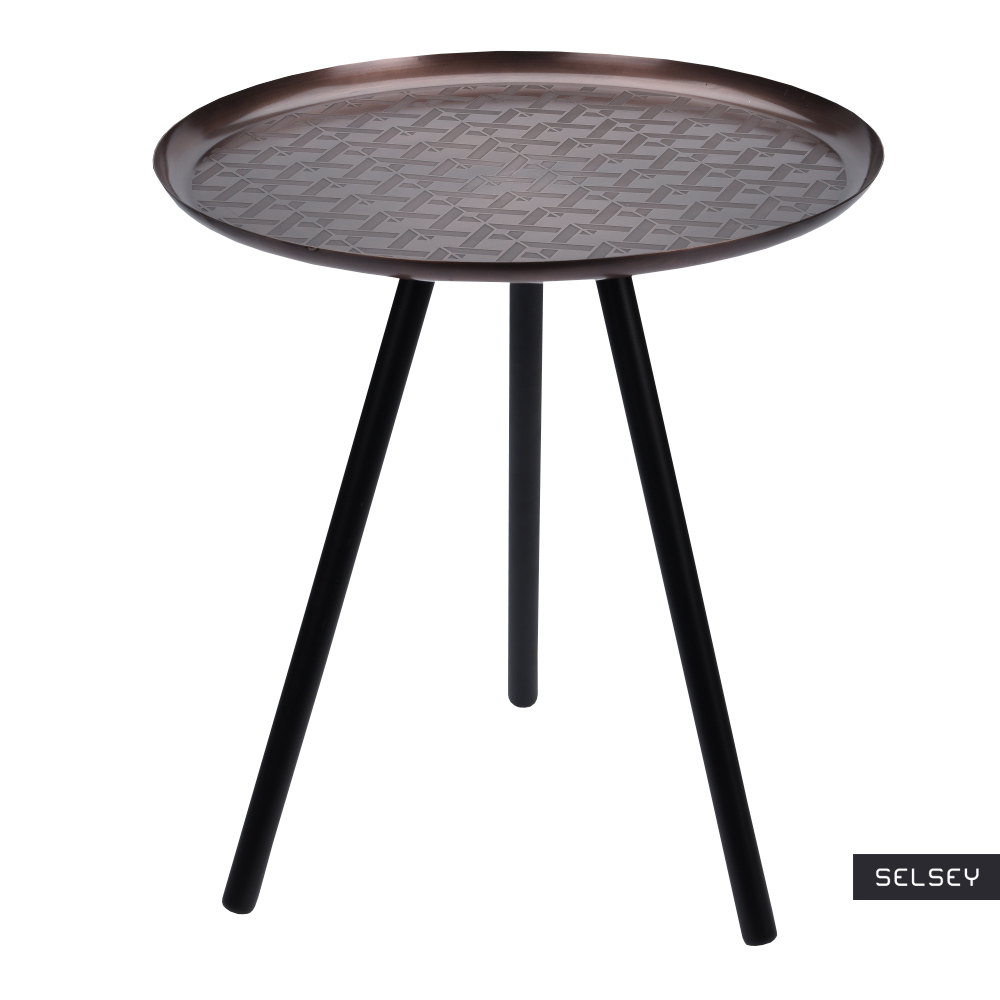 Mandala Table D Appoint Trepied Cuivre Noir Selsey
