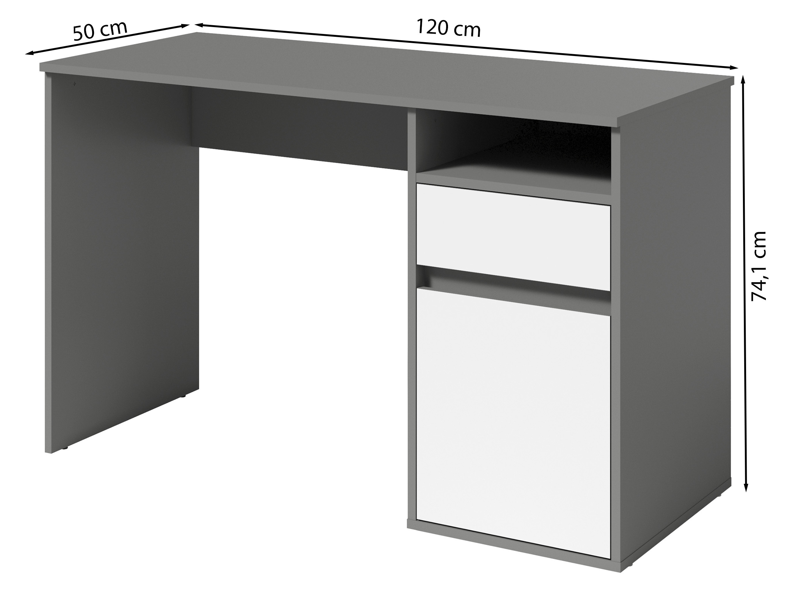 Biurko Billa z szufladą i szafką 120 cm grafit / biały