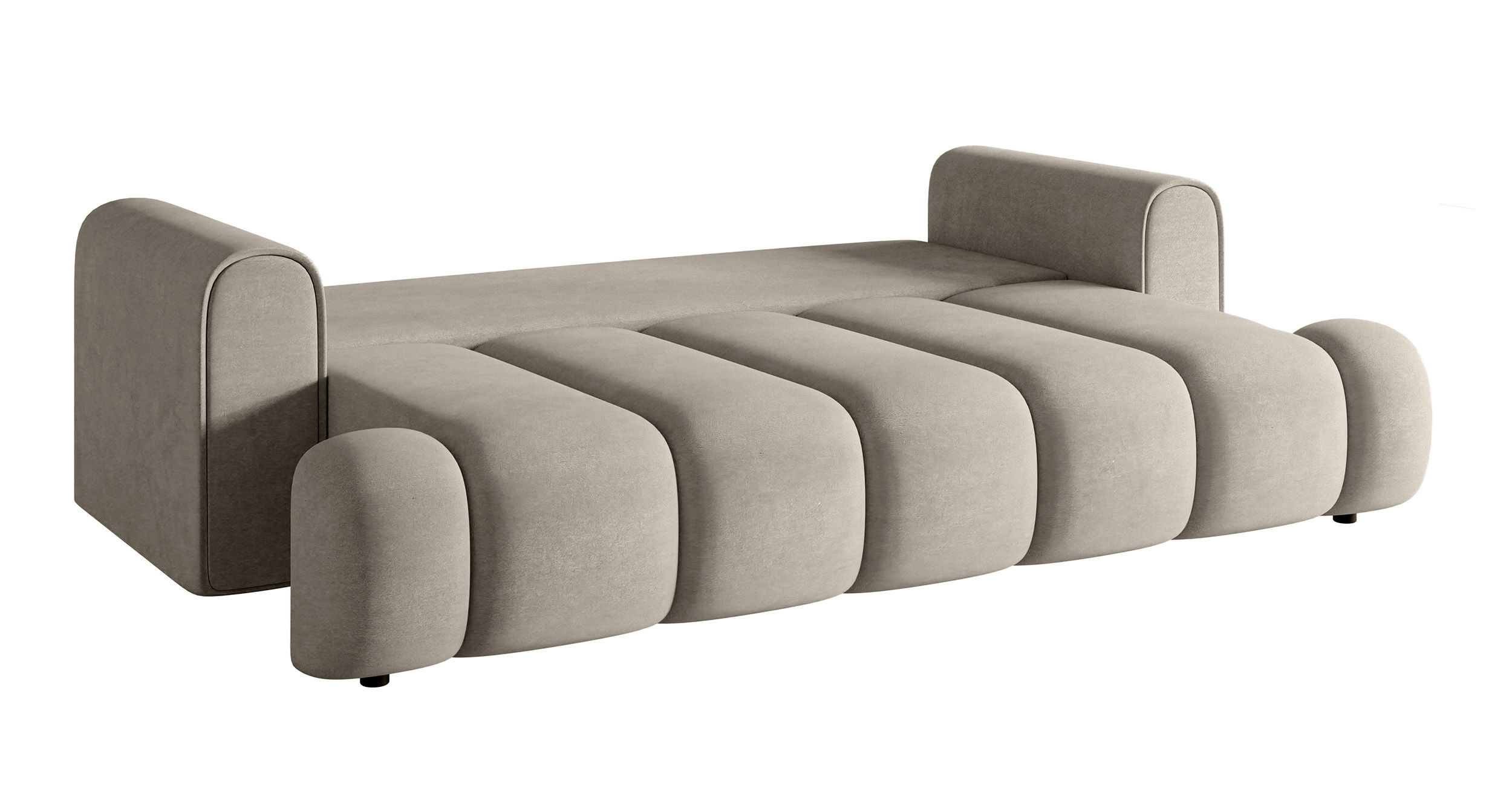 Kanapa trzyosobowa Dandelino z funkcją spania szara welur hydrofobowy