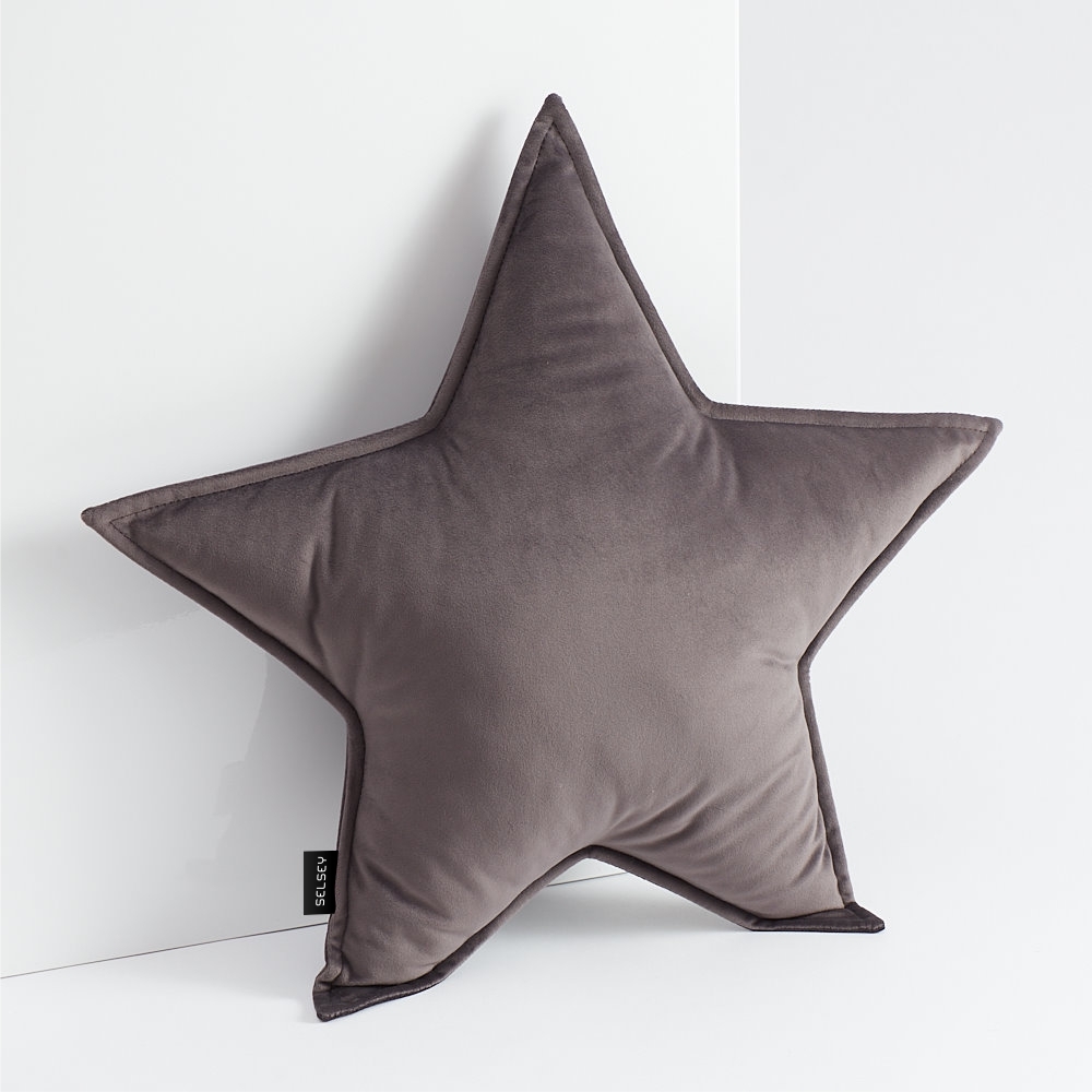 Coussin décoratif Cozie, en forme d'étoile, gris