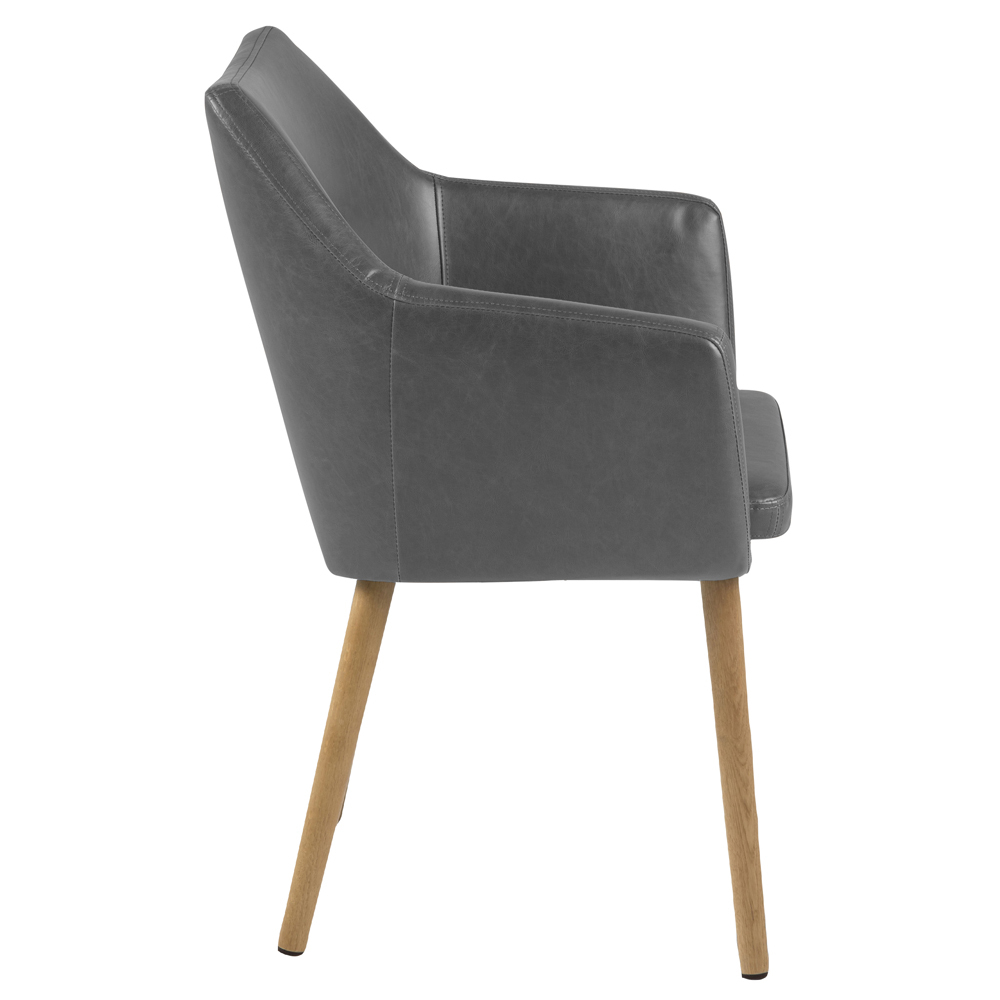 MARCELIO Chaise tapissée similicuir gris / pieds bois