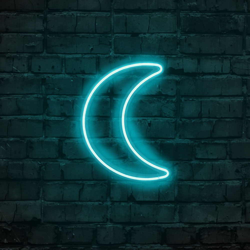 LETELY Enseigne au néon sur le muren forme de lune bleu