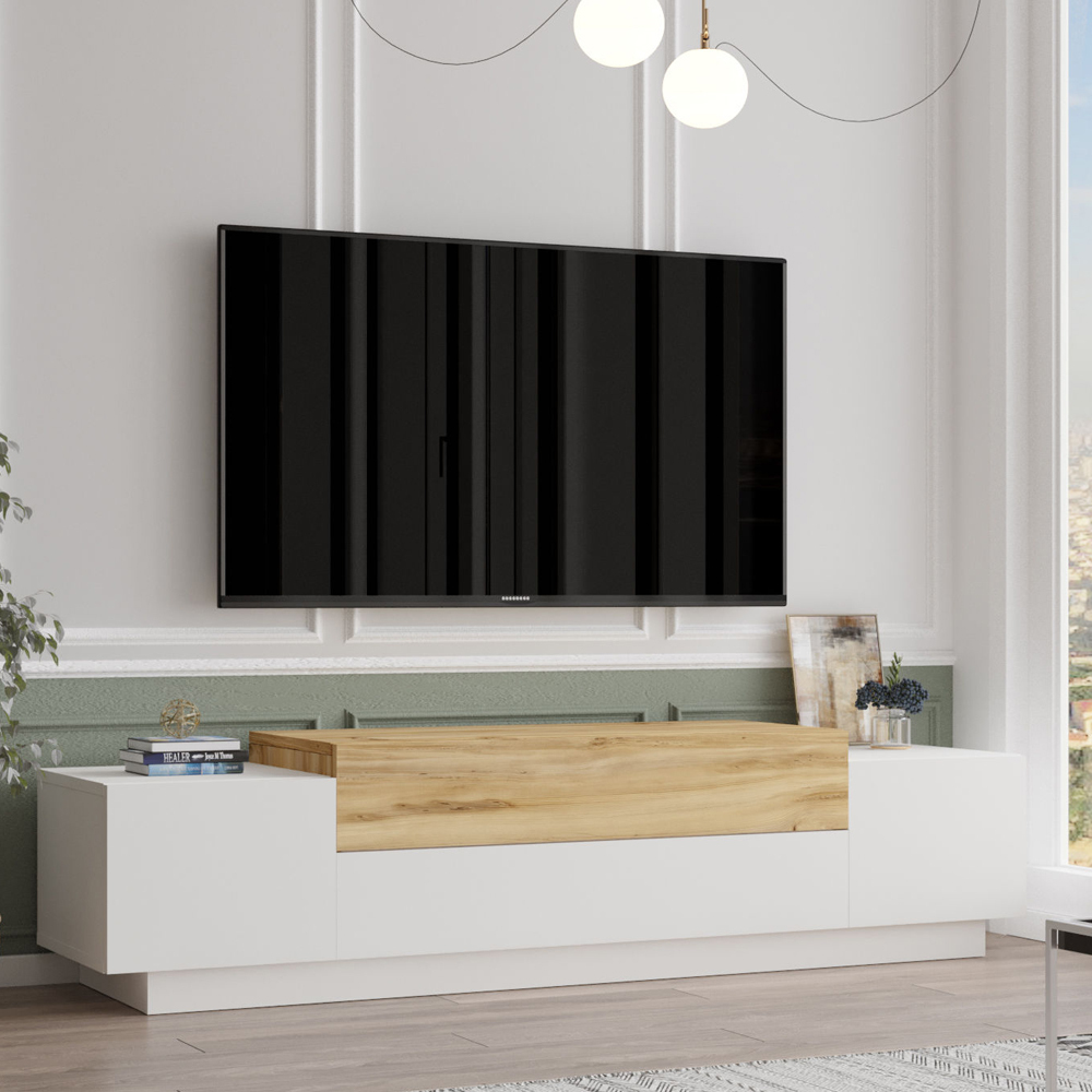 Meuble TV Fedda, 37,3x160 cm, chêne