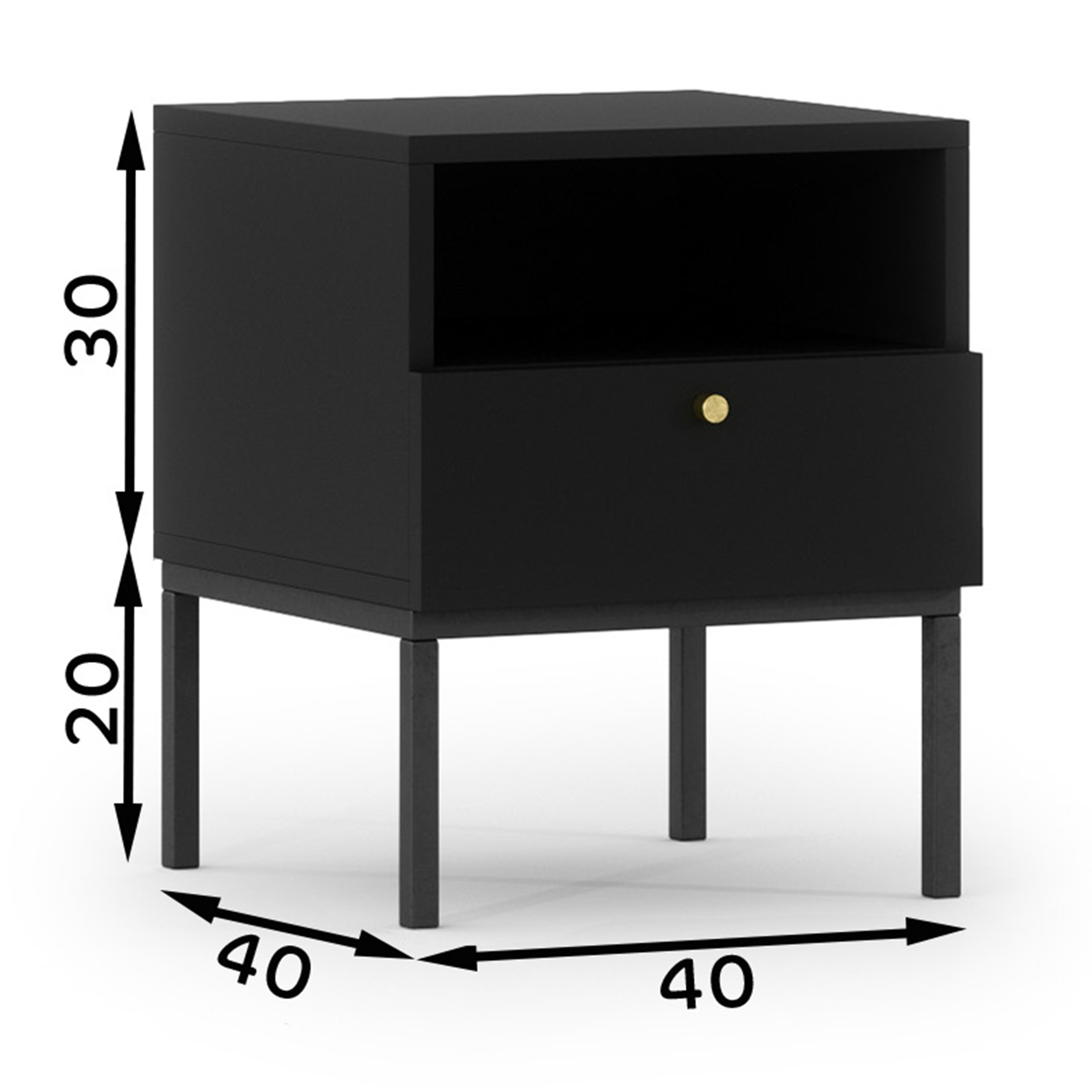 Table de chevet Jammad 40x40 cm noir
