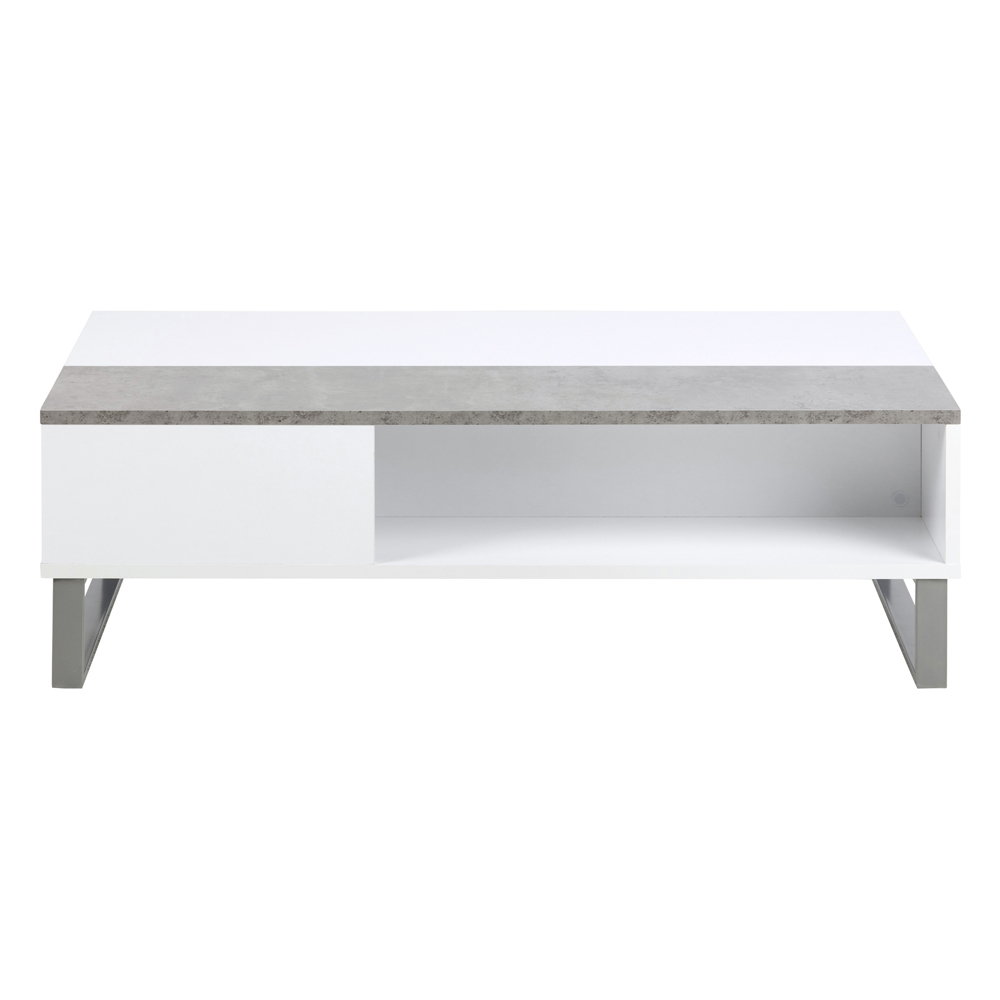 KOSTRENA Table basse relevable contemporaine blanc / béton