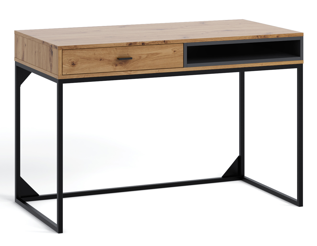 Bureau Bonila 120x60 cm avec un tiroir artisanal chêne / noir - Selsey