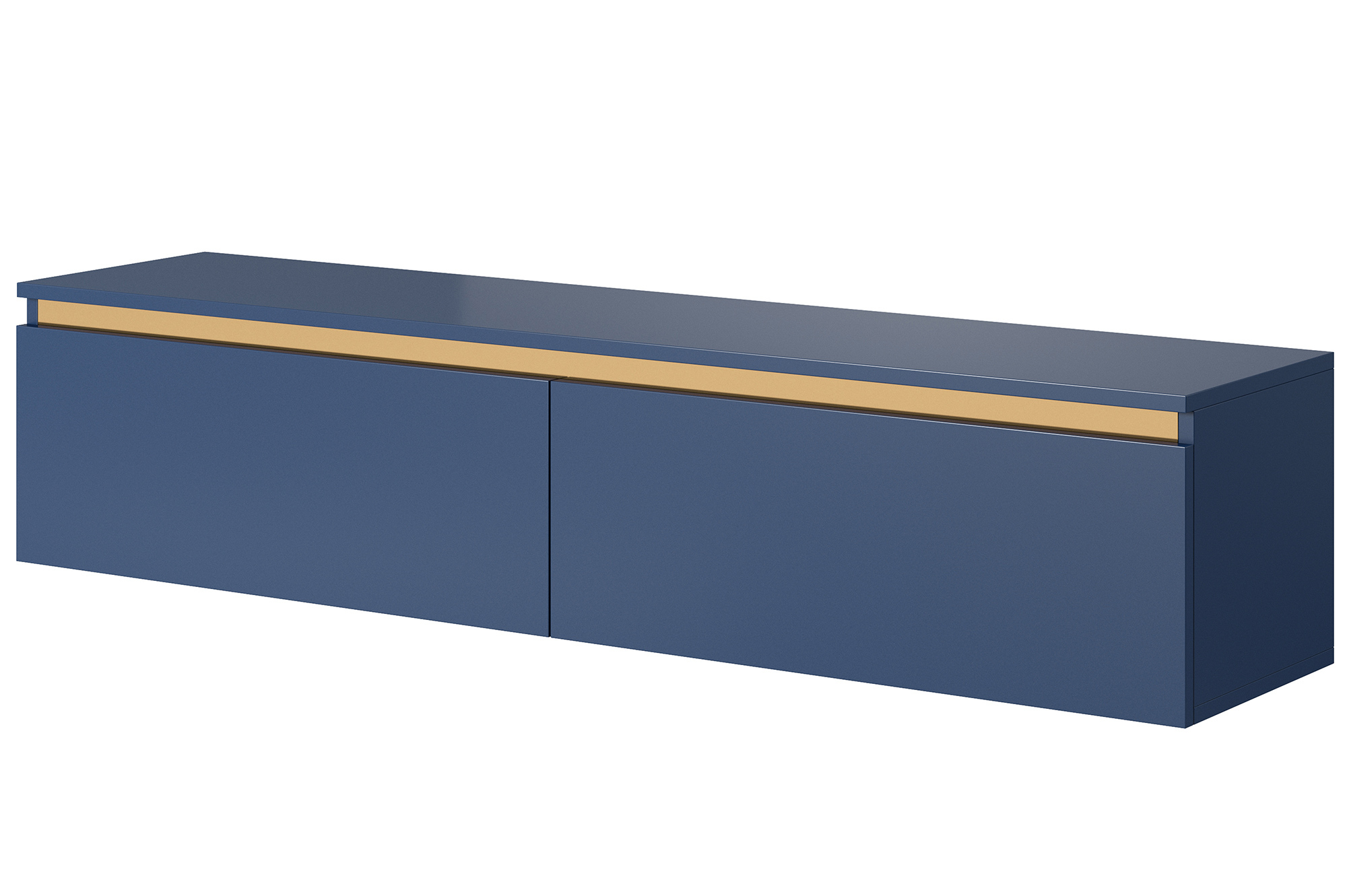 SENEY Meuble TV 140 cm bleu marine avec garniture dorée