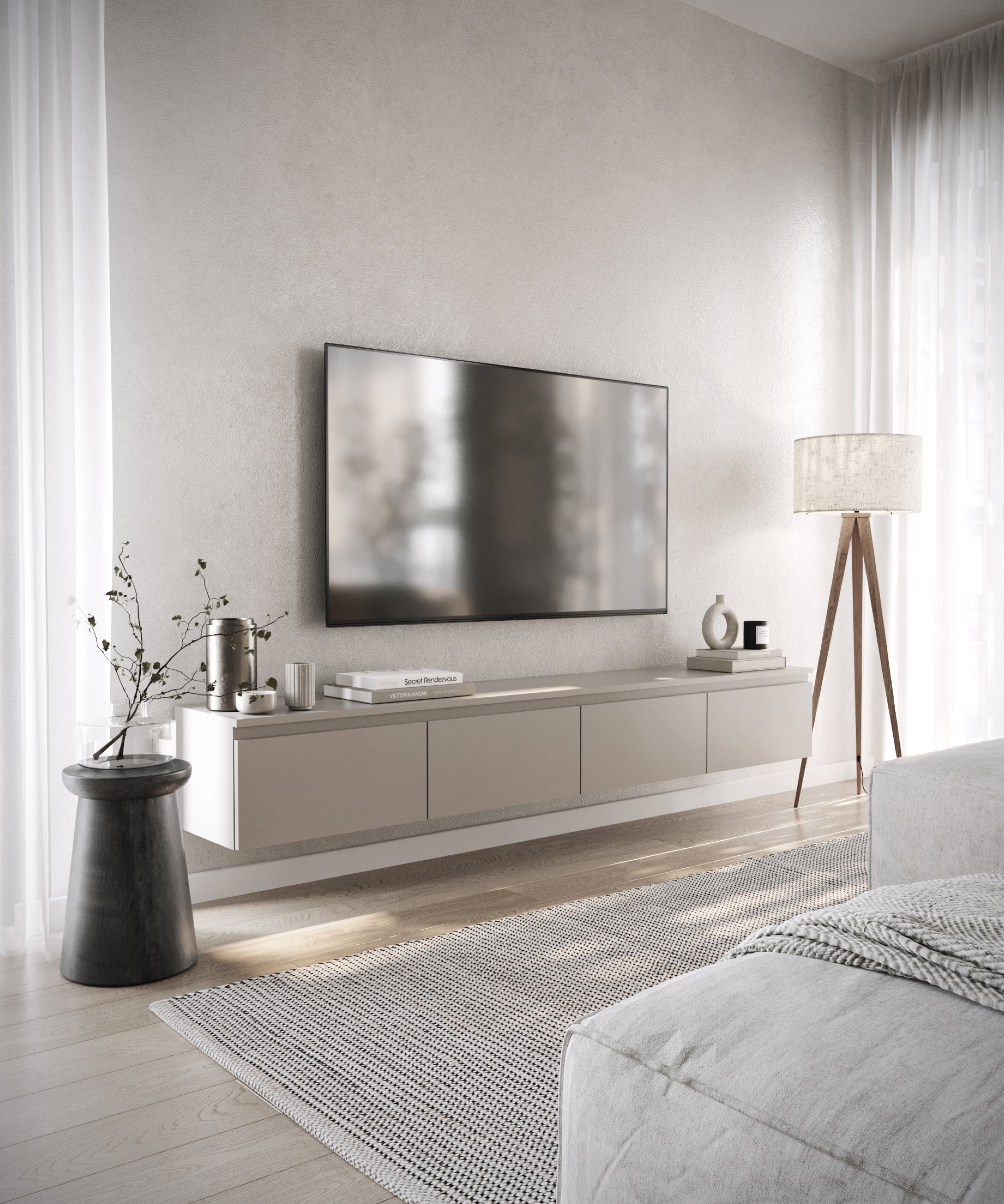 Szafka RTV Bemmi wisząca 200 cm kaszmir