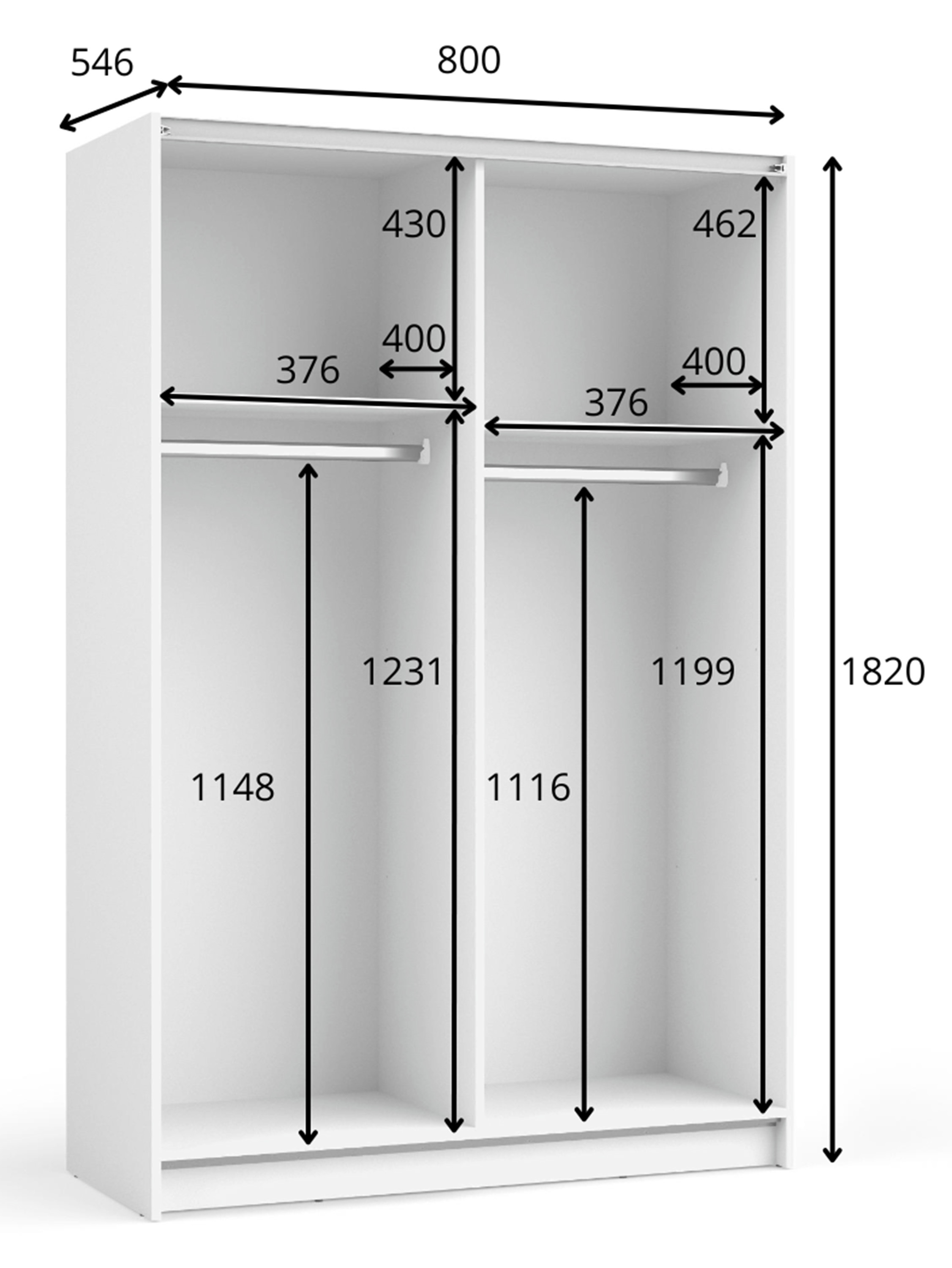 Szafa przesuwna Fiaso dwudrzwiowa z lustrem 80 cm biała
