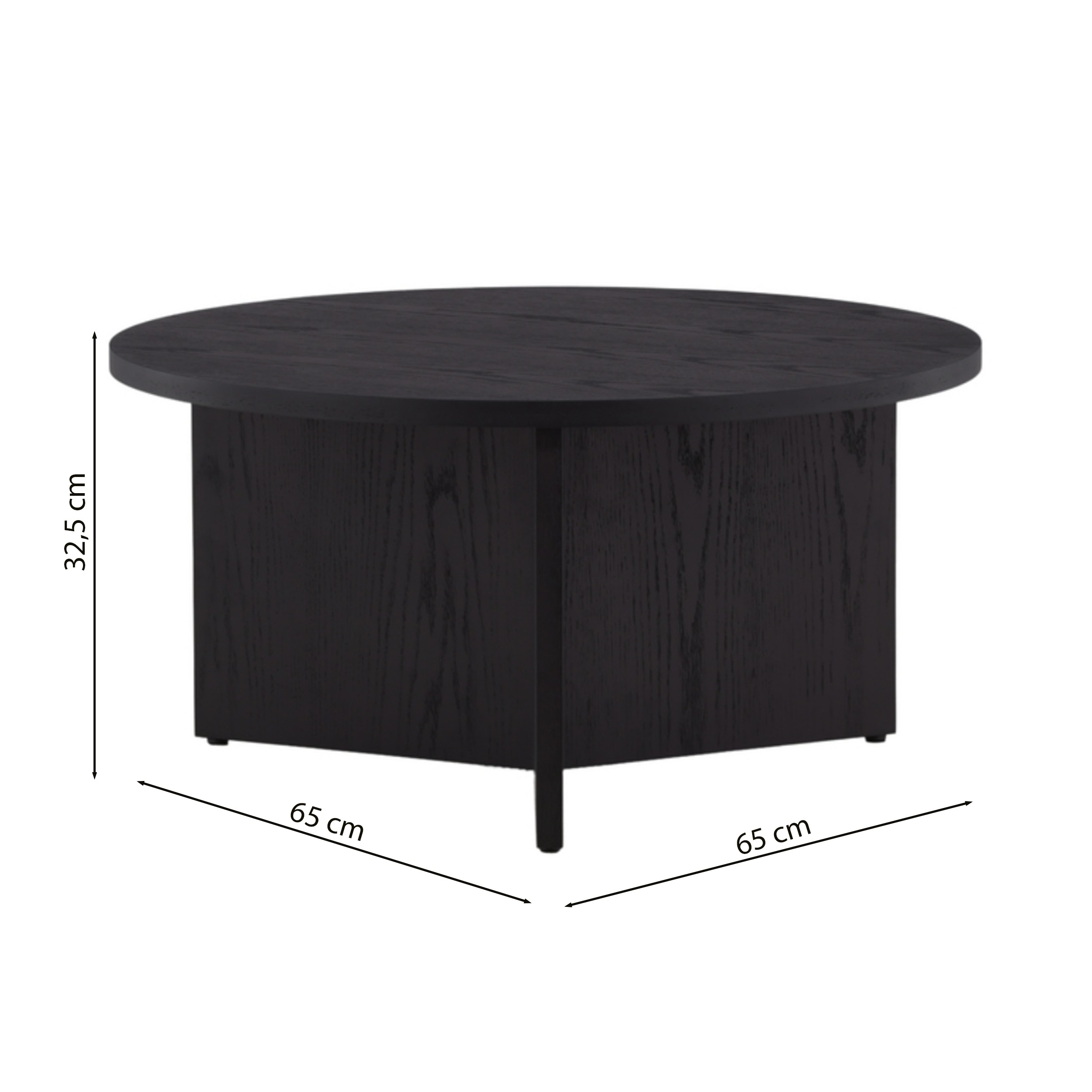 Table basse Mitably ronde 65x65 cm chêne noir