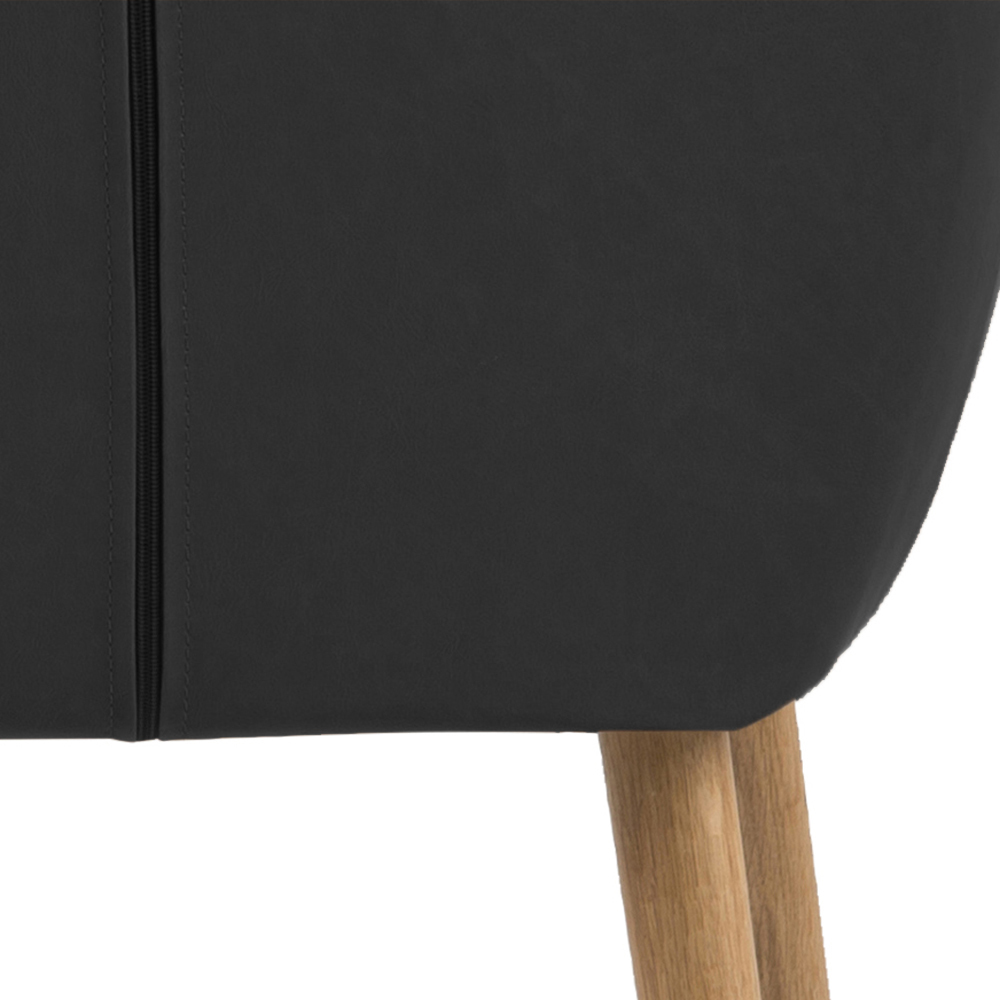 MARCELIO Chaise tapissée similicuir noir / pieds bois